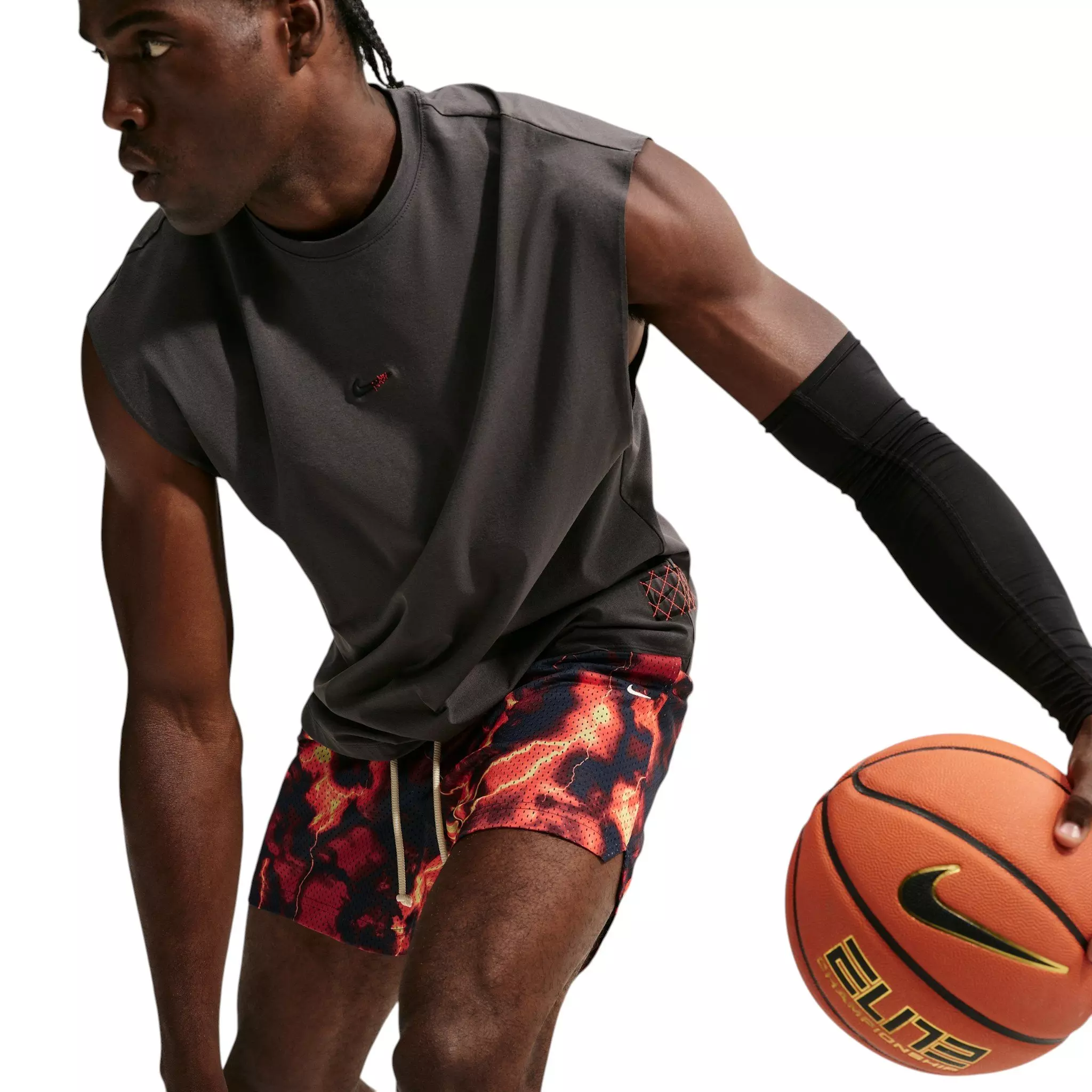Nike Men's Standard Issue Marble Dri-FIT 5" Mesh Basketball Shorts - RED