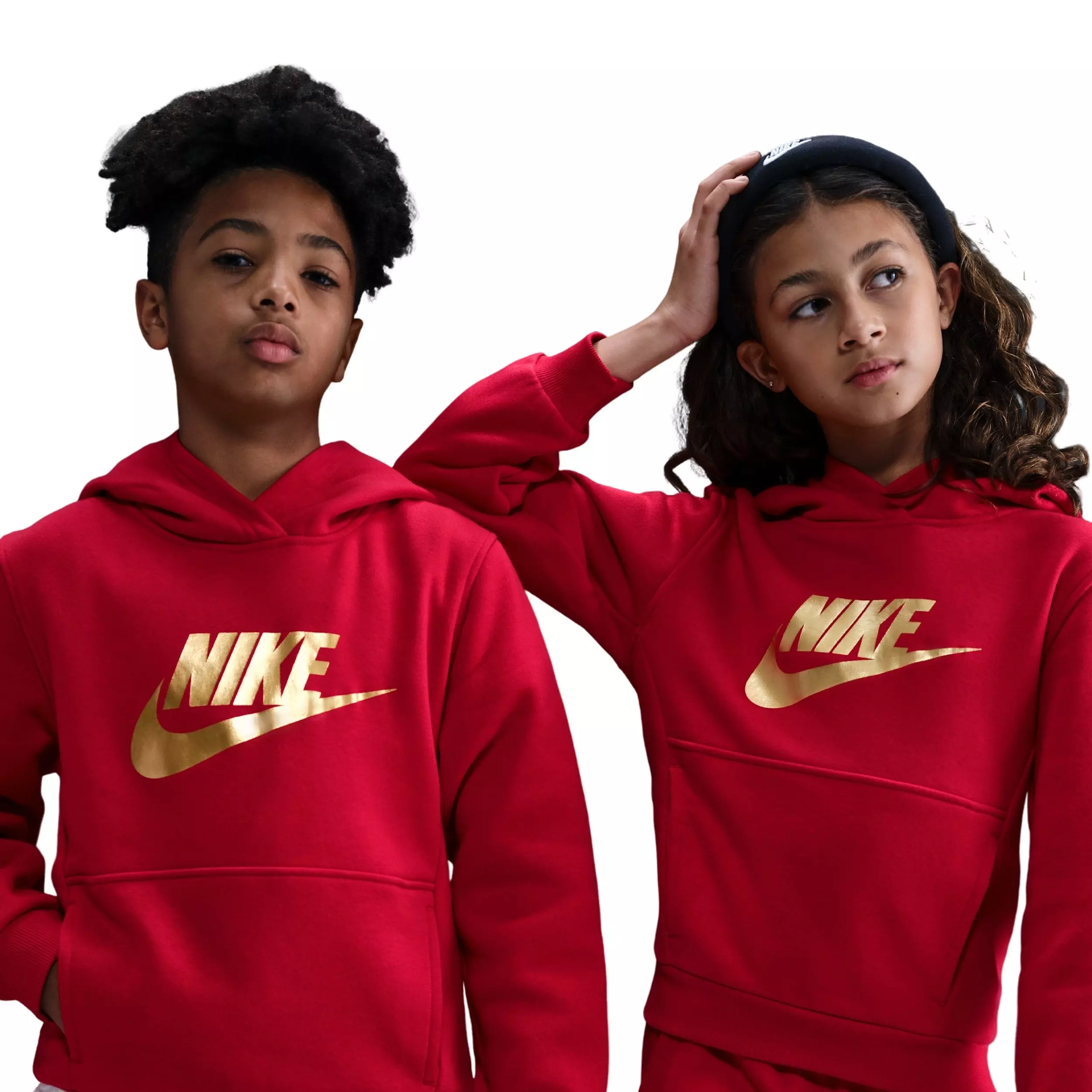 Nike Big Kids' Sportswear Club Fleece Hoodie - Red/Gold - RED/GOLD