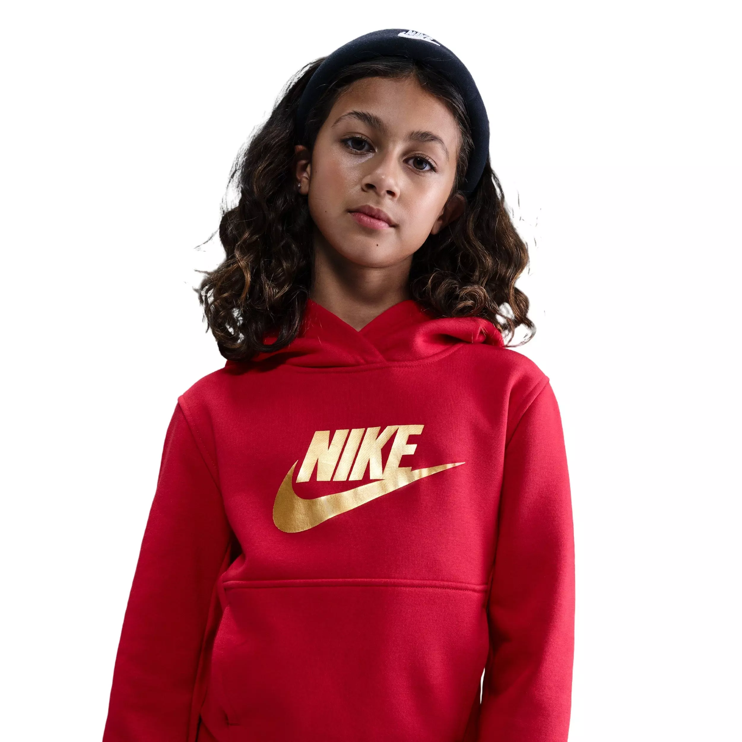 Nike Big Kids' Sportswear Club Fleece Hoodie - Red/Gold - RED/GOLD