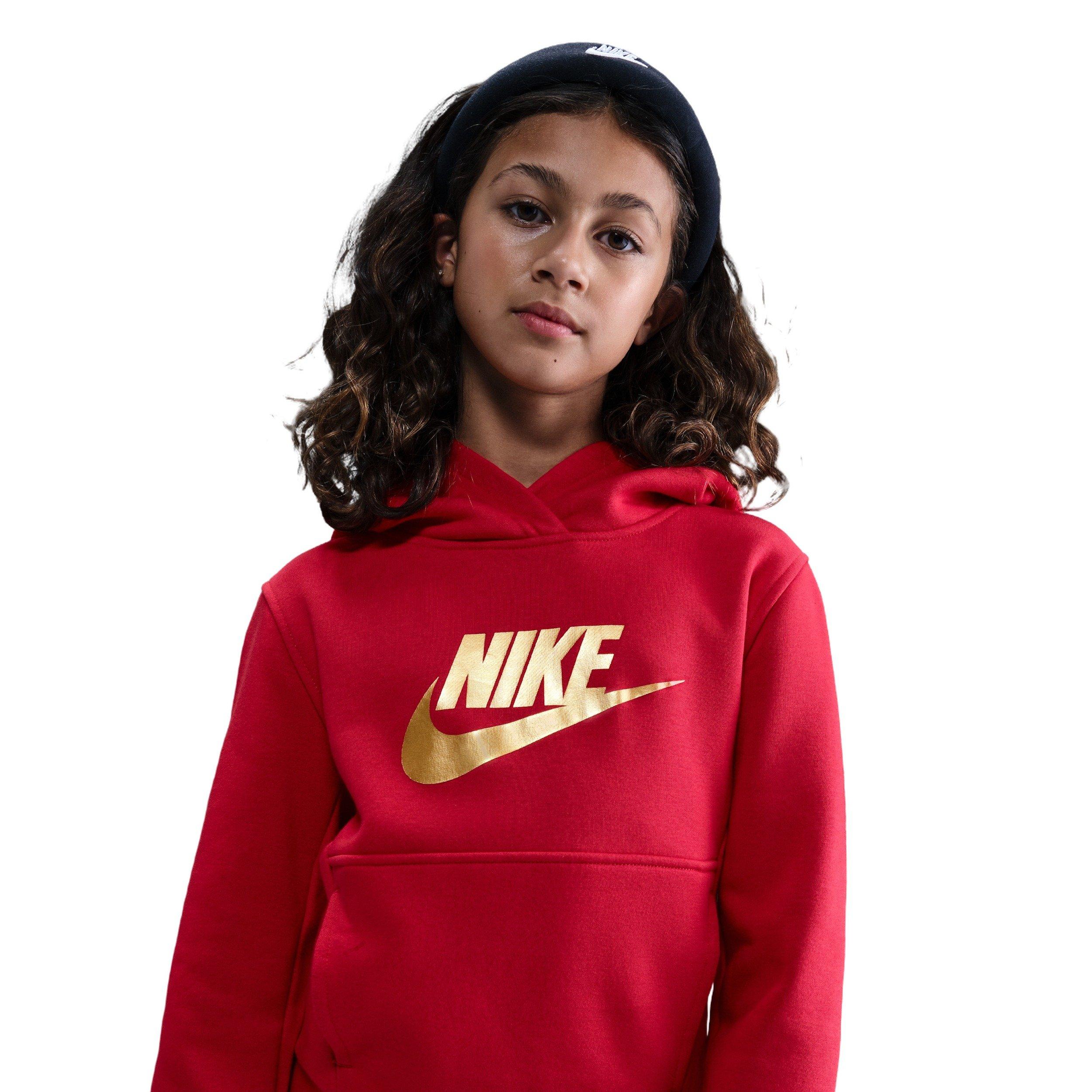 Nike Sportswear Club Fleece Big Kids' Red/Gold Hoodie