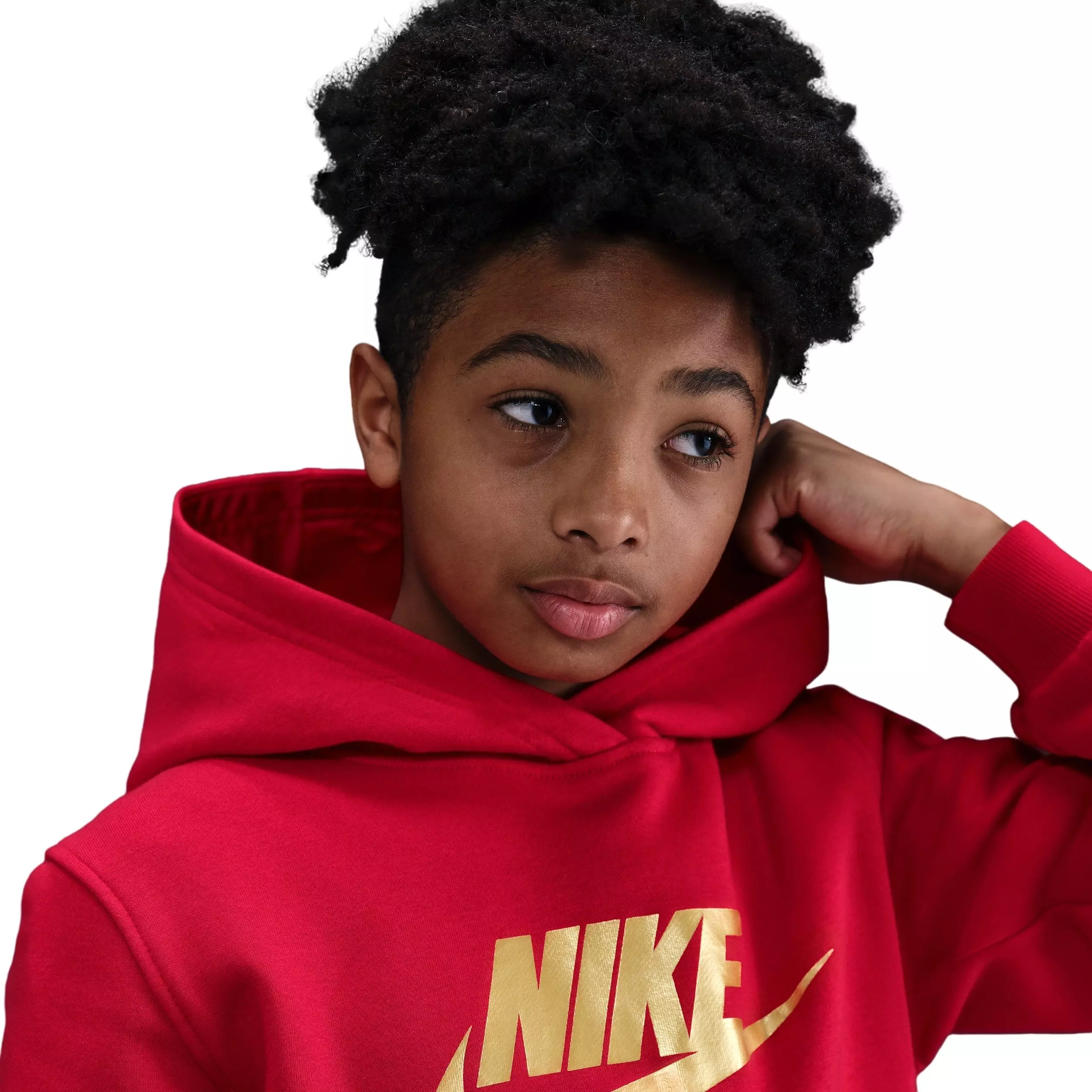 Nike Big Kids' Sportswear Club Fleece Hoodie -Red/Gold - RED/GOLD