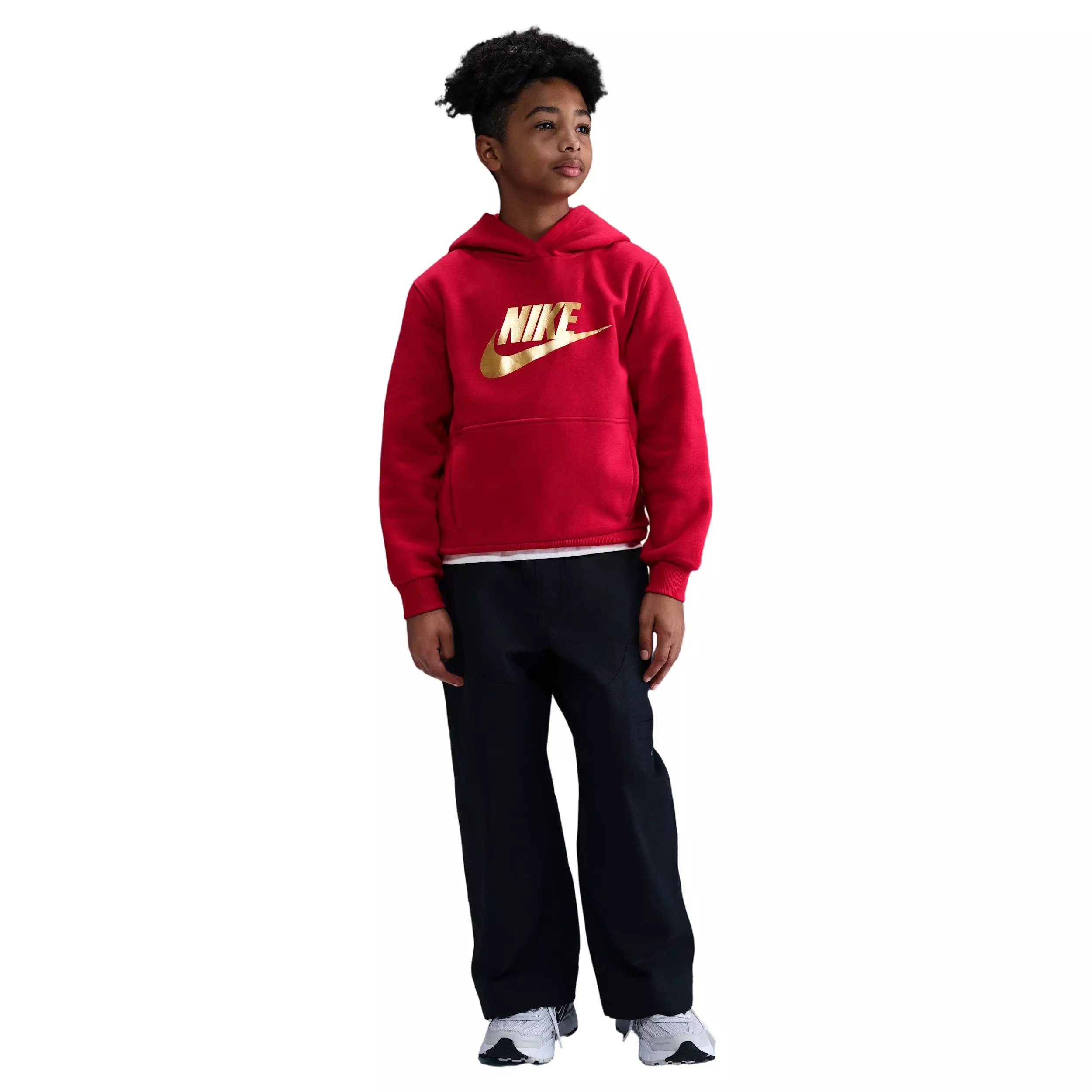 Nike Big Kids' Sportswear Club Fleece Hoodie - Red/Gold - RED/GOLD