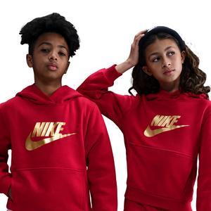 Nike Big Kids' Sportswear Club Fleece Hoodie -Red/Gold