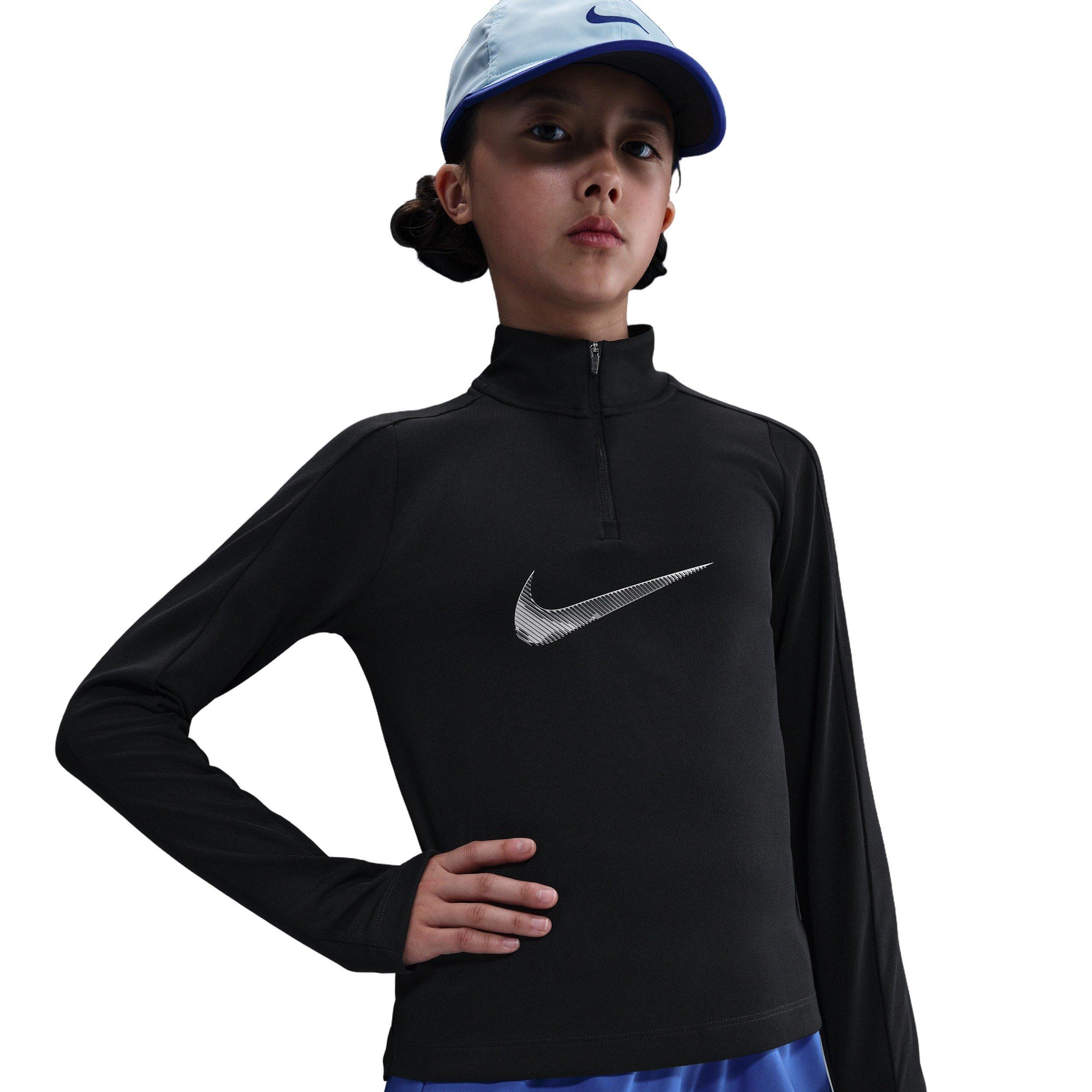 Nike Pro Dri-FIT 1/4-Zip Big Girls' Black Top
