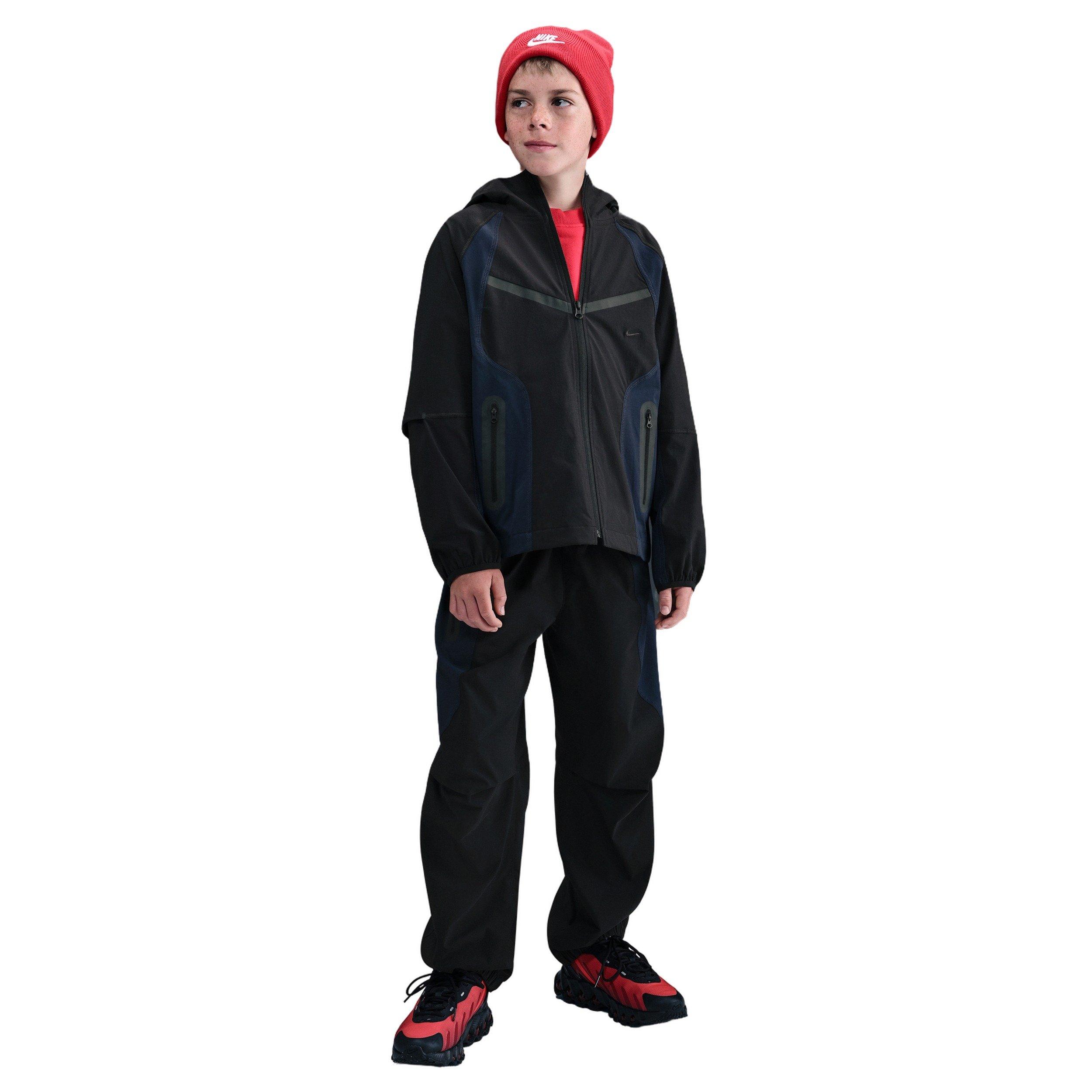 Nike Big Boys' Tech Woven Full Zip Jacket - Black - BLACK Thumbnail View 1
