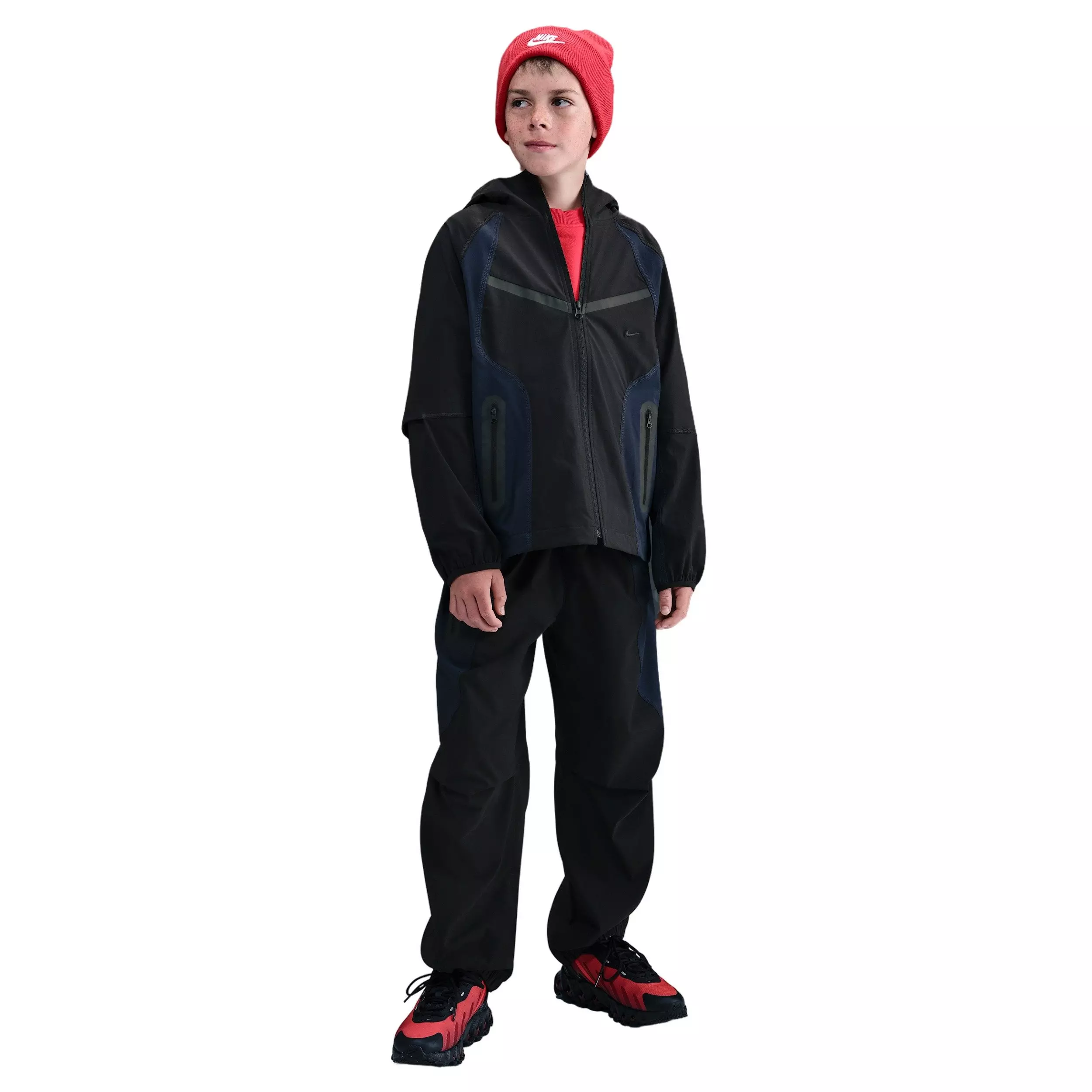 Nike Big Boys' Tech Woven Full Zip Jacket - Black - BLACK