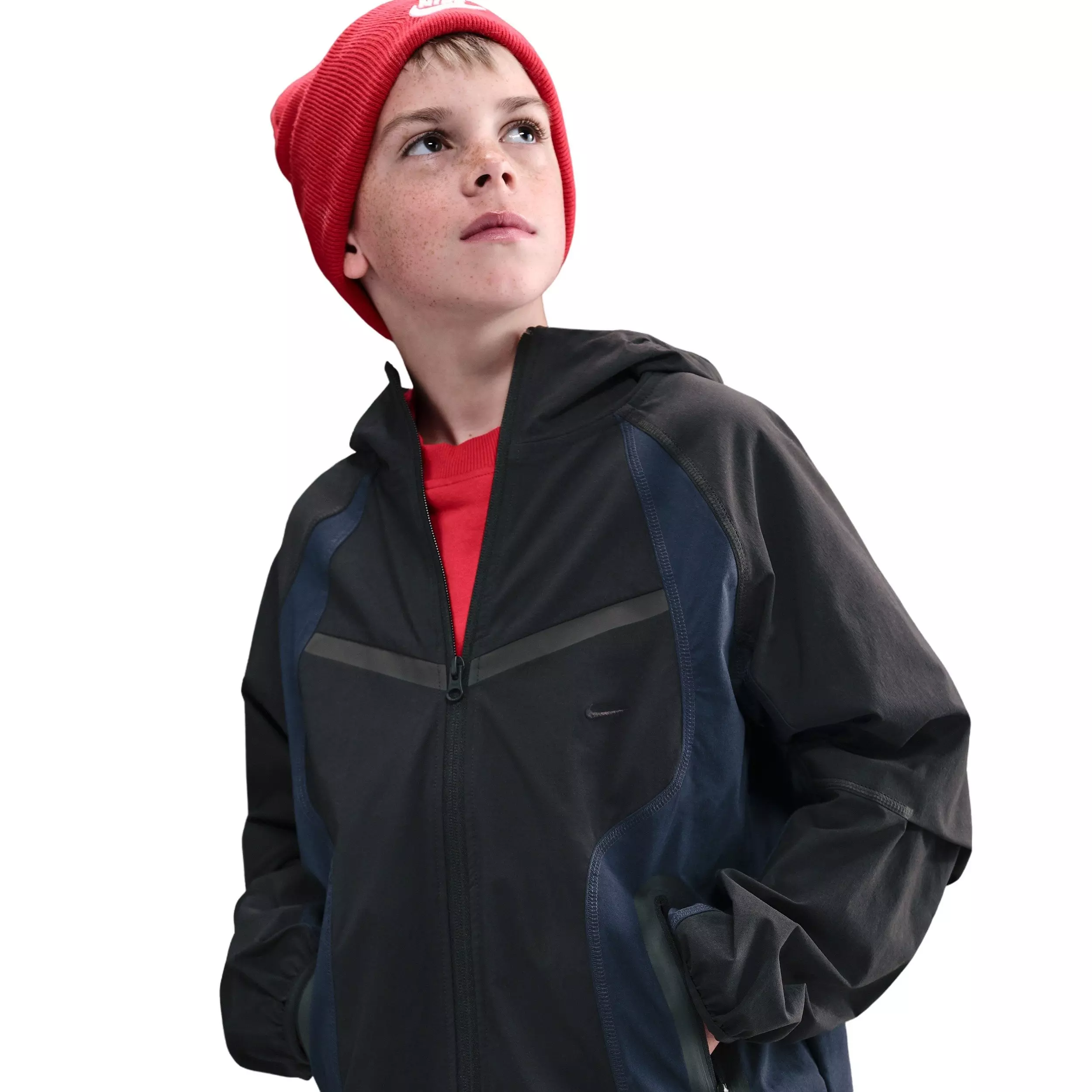 Nike Big Boys' Tech Woven Full Zip Jacket - Black - BLACK