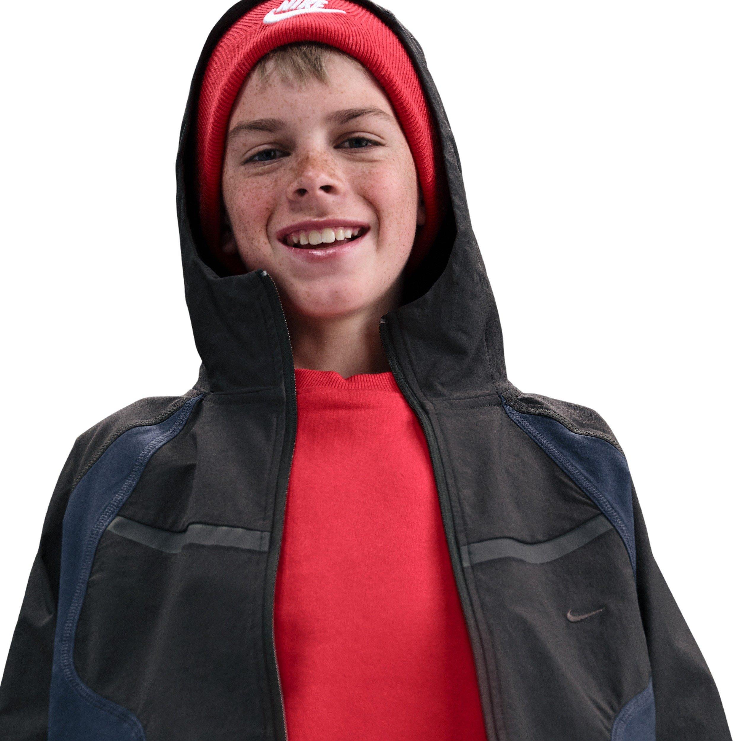 Nike Big Boys' Tech Woven Full Zip Jacket - Black - BLACK Thumbnail View 5