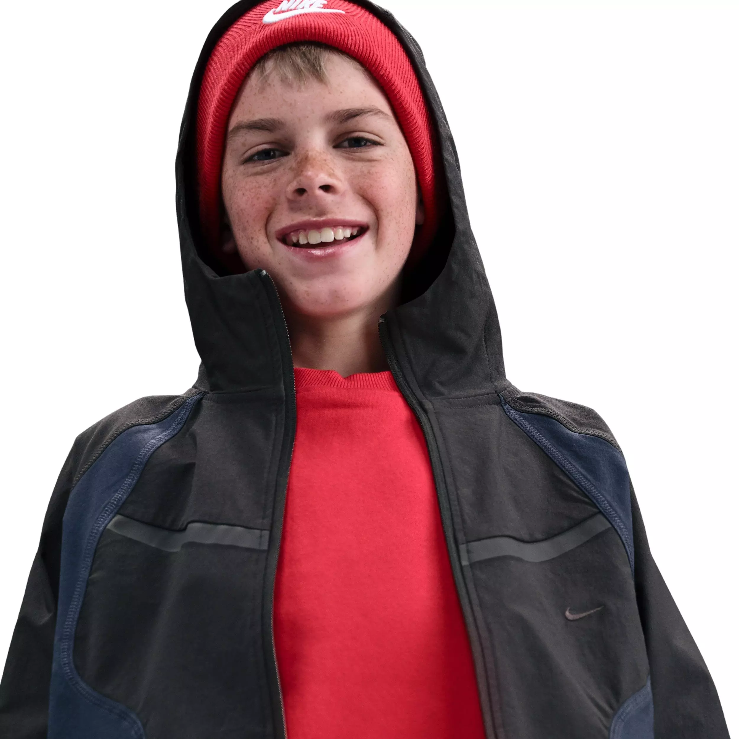 Nike Big Boys' Tech Woven Full Zip Jacket -Black - BLACK