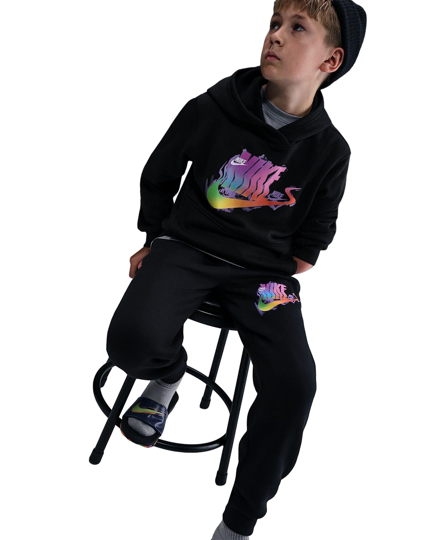 Nike Sportswear Club Fleece Big Boys' Black Glitch Joggers