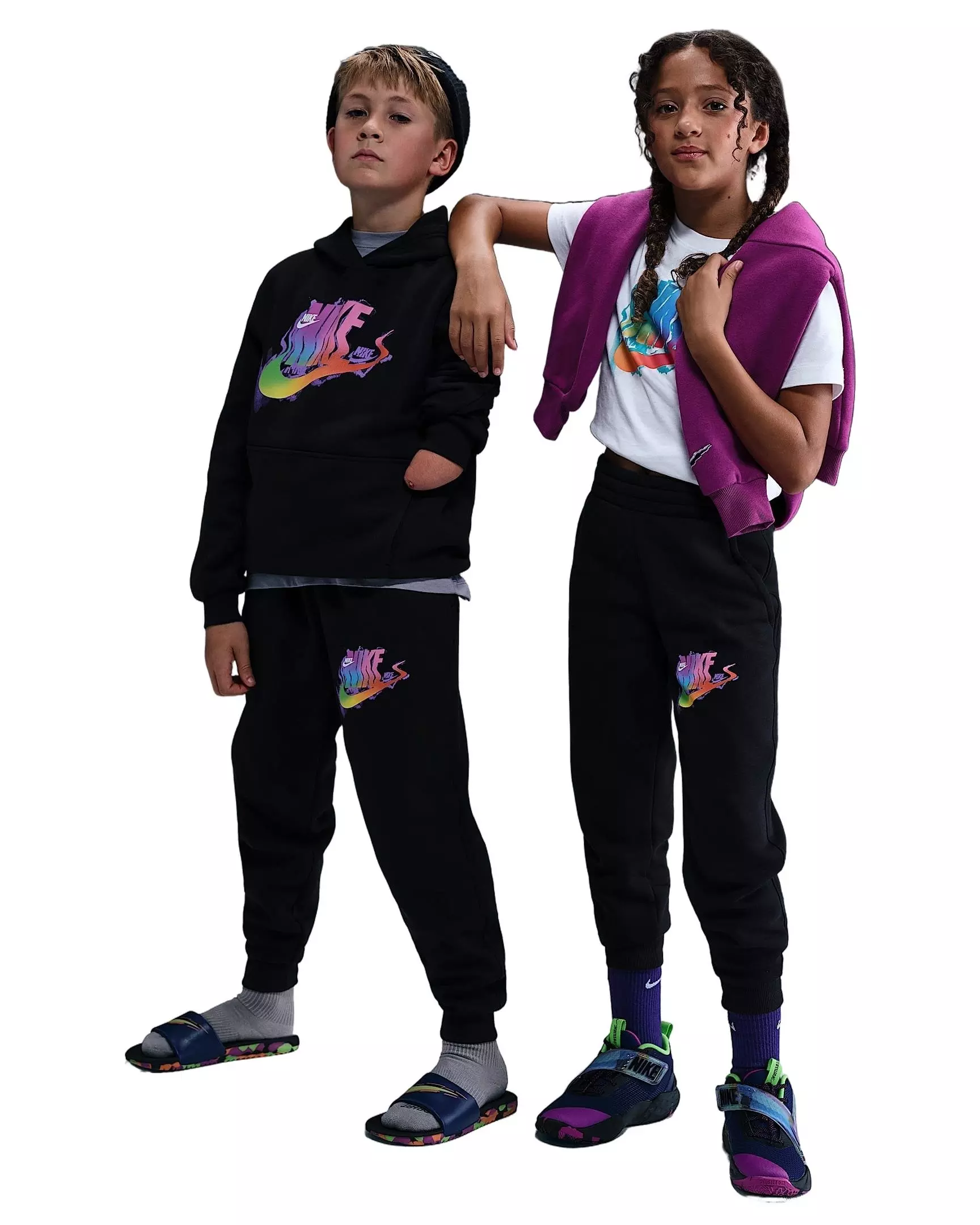 Nike Big Boys' Sportswear Club Fleece Glitch Joggers -Black - BLACK