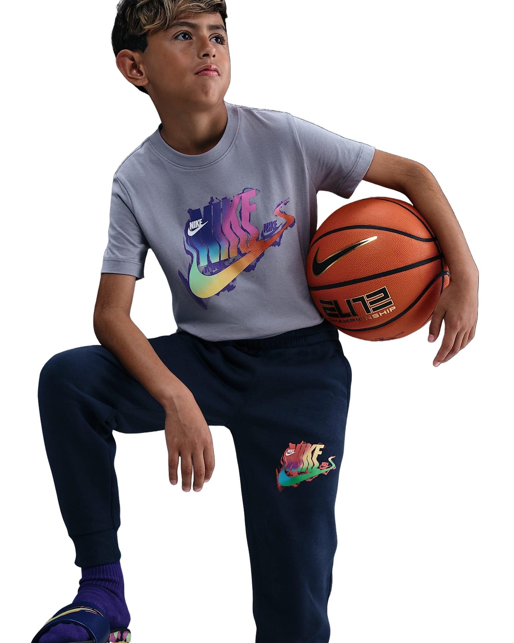 Nike Big Boys' Sportswear Club Fleece Glitch Joggers - Blue - BLUE Thumbnail View 4