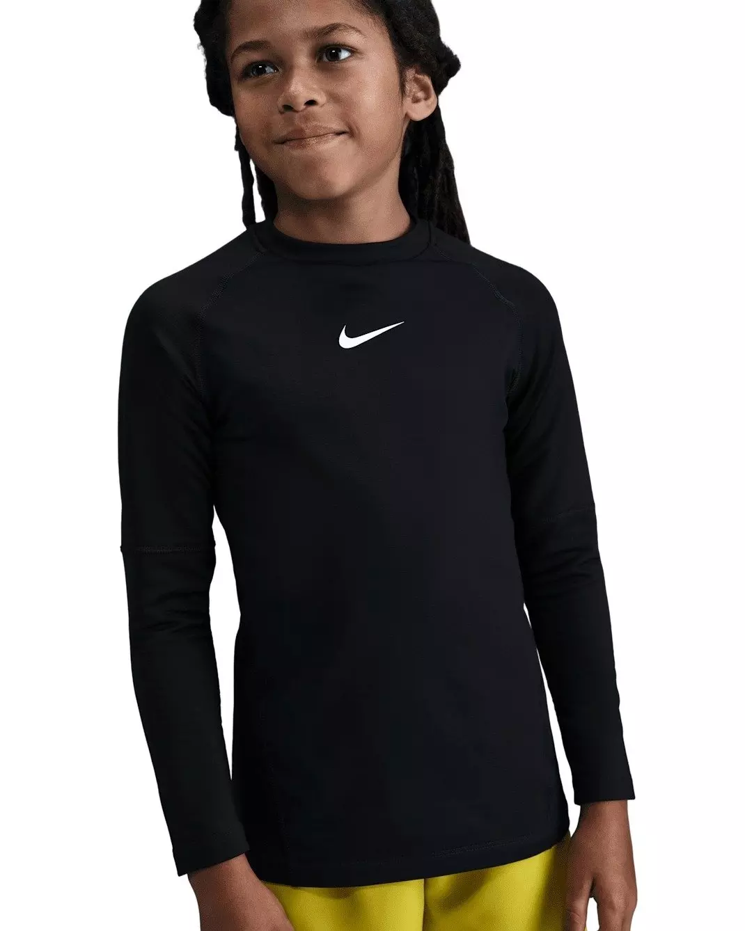 Nike Big Boys' Pro Dri-FIT Long-Sleeve Crewneck Top - Black - BLACK