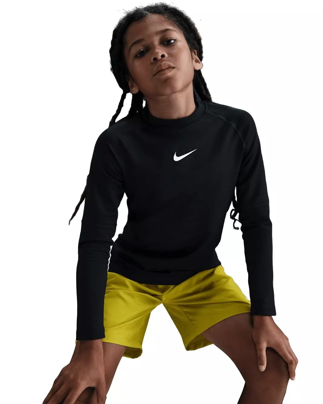 Nike Big Boys' Pro Dri-FIT Long-Sleeve Crewneck Top -Black - BLACK