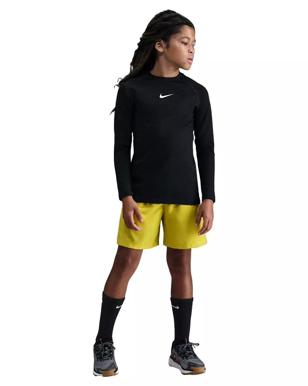 Nike Big Boys' Pro Dri-FIT Long-Sleeve Crewneck Top -Black - BLACK