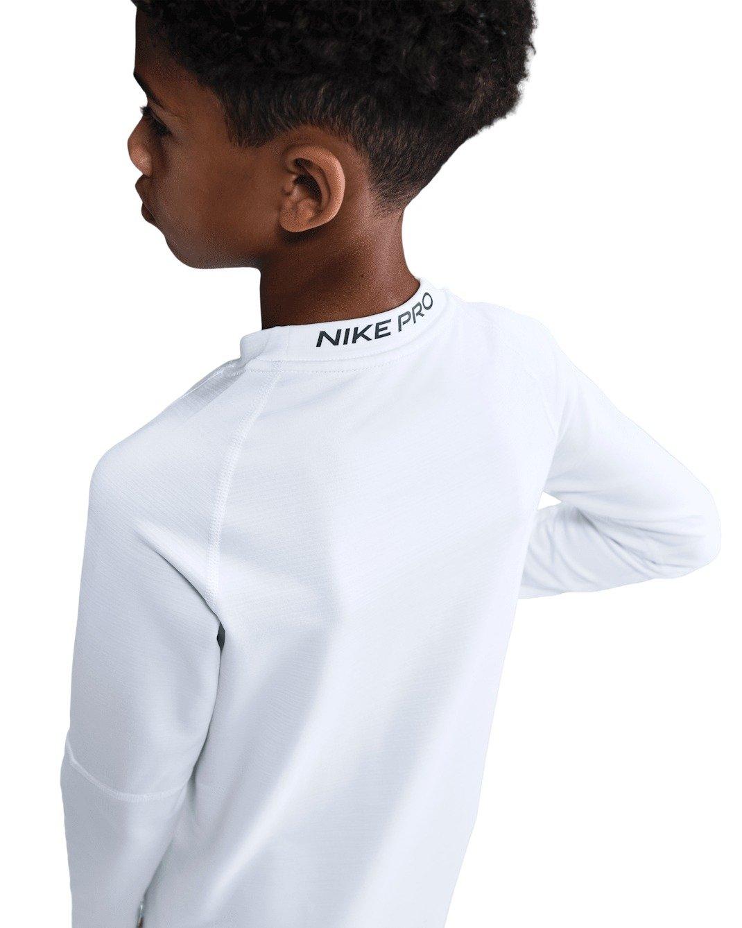 Nike Pro Dri-FIT Long-Sleeve Big Boys' White Crewneck Top