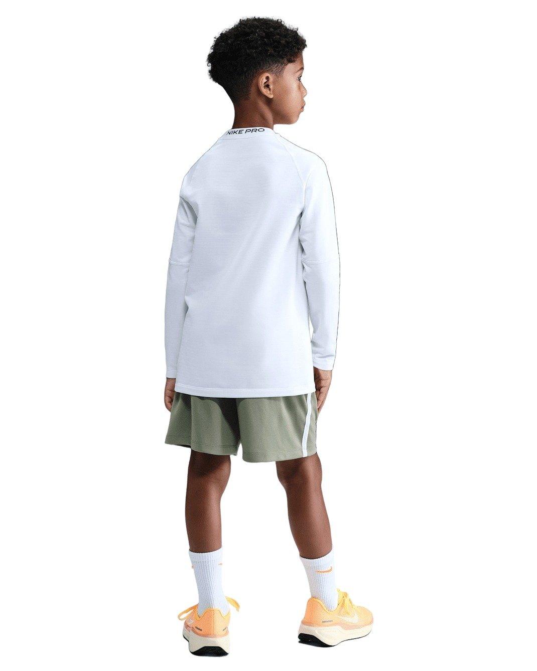 Nike Pro Dri-FIT Long-Sleeve Big Boys' White Crewneck Top