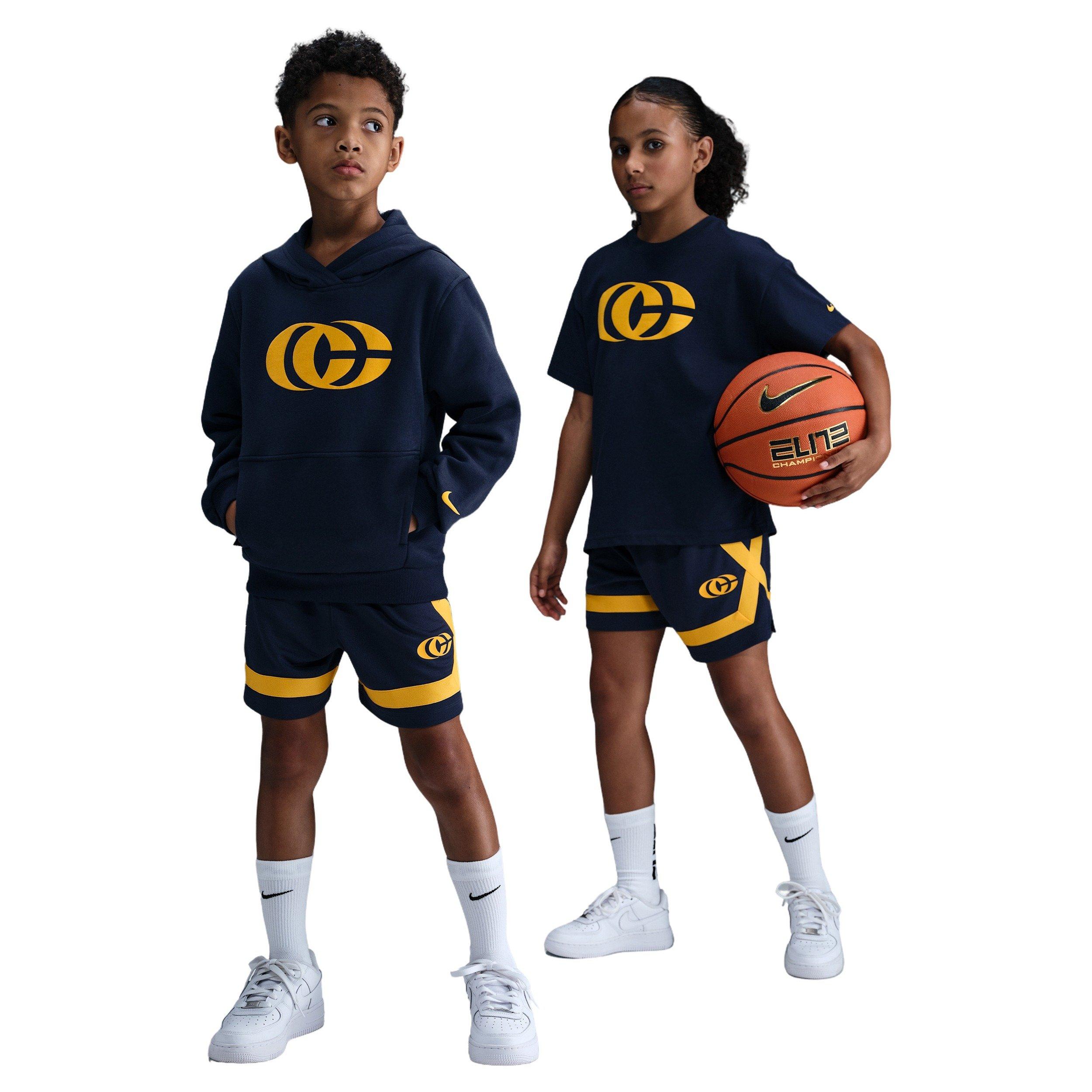 Nike Big Kids' Caitlin Clark Crossover Shorts -Navy/Yellow - NAVY/YELLOW Thumbnail View 4