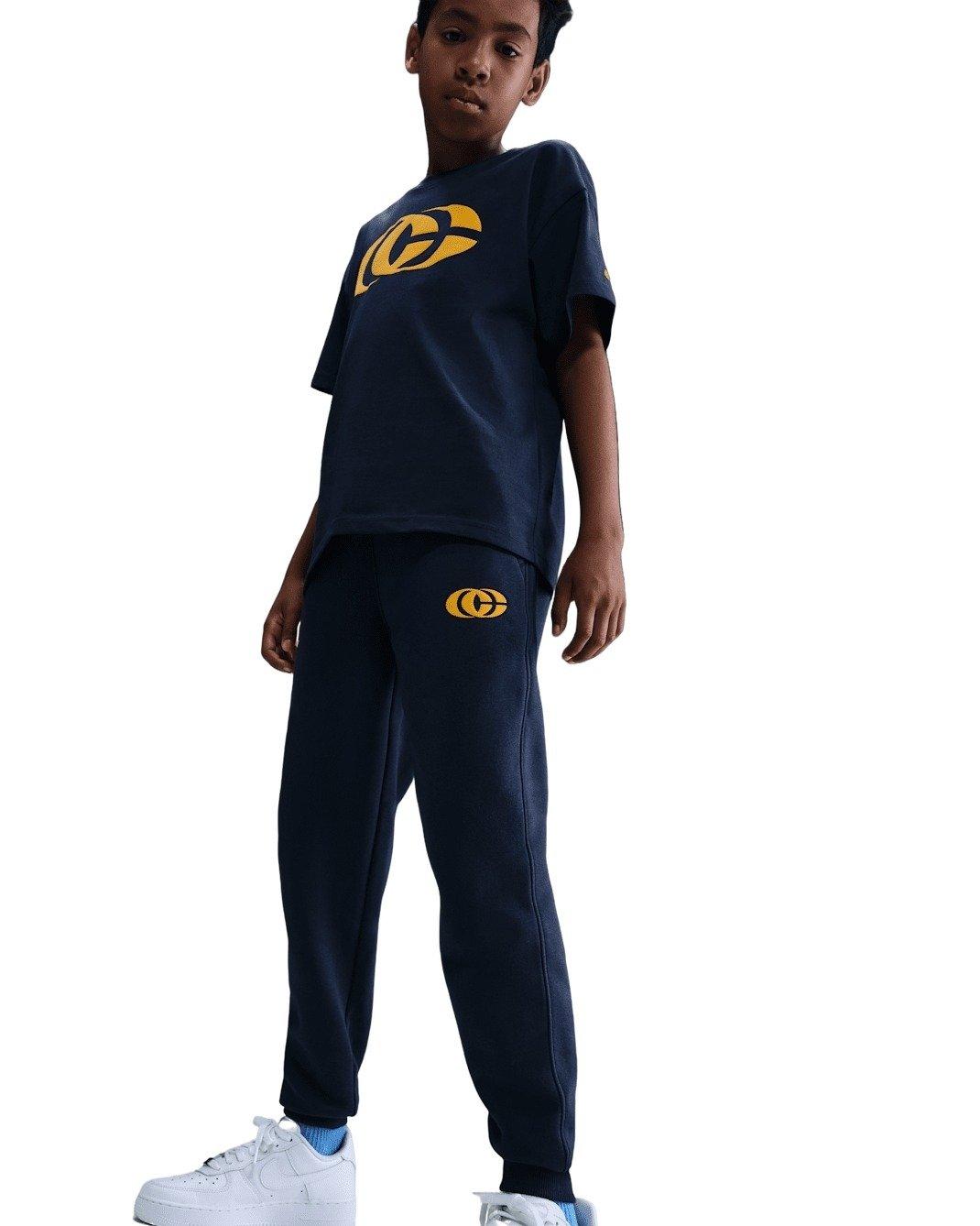 Nike Big Kids' Caitlin Clark Fleece Pants - Navy/Yellow - NAVY/YELLOW Thumbnail View 3