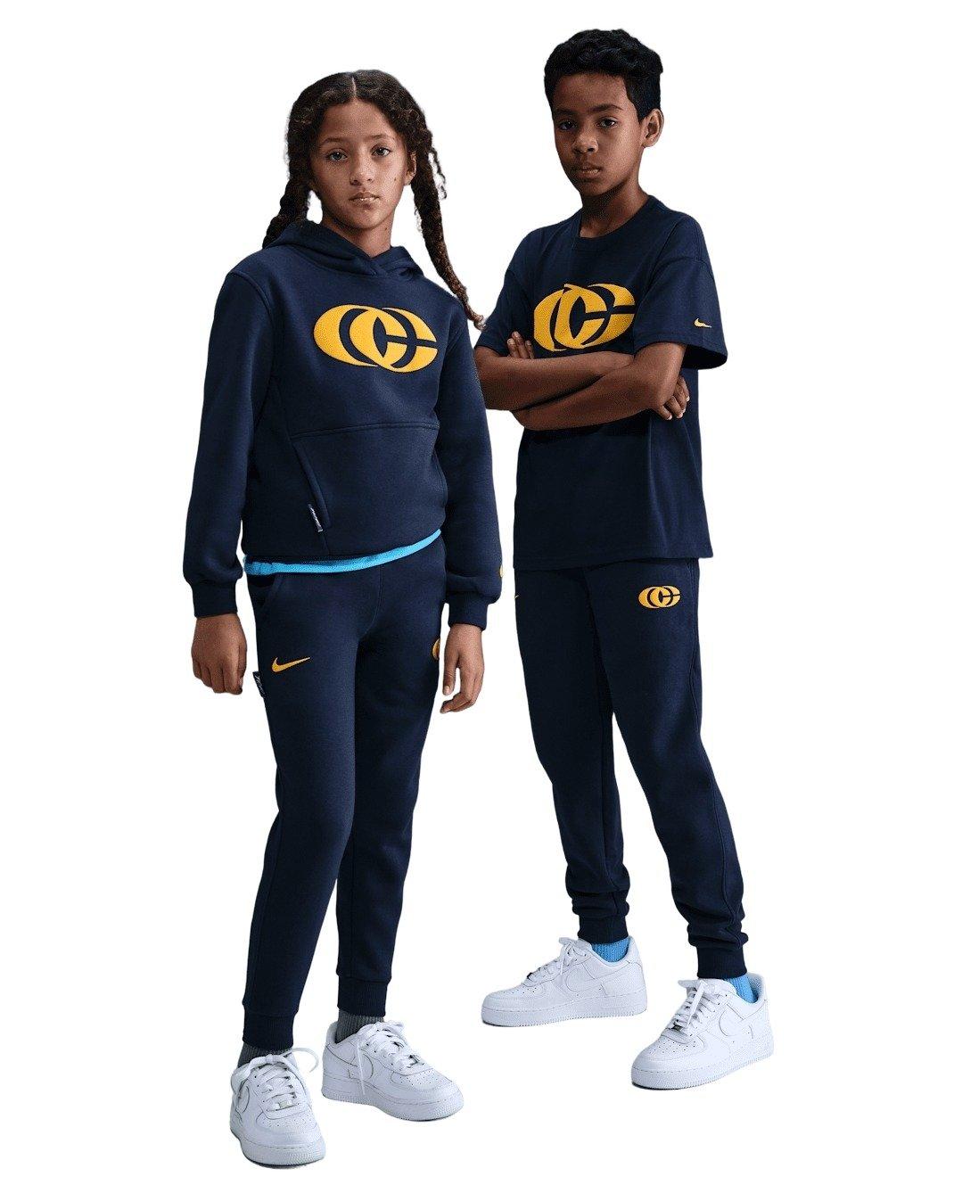 Nike Big Kids' Caitlin Clark Fleece Pants - Navy/Yellow - NAVY/YELLOW Thumbnail View 4