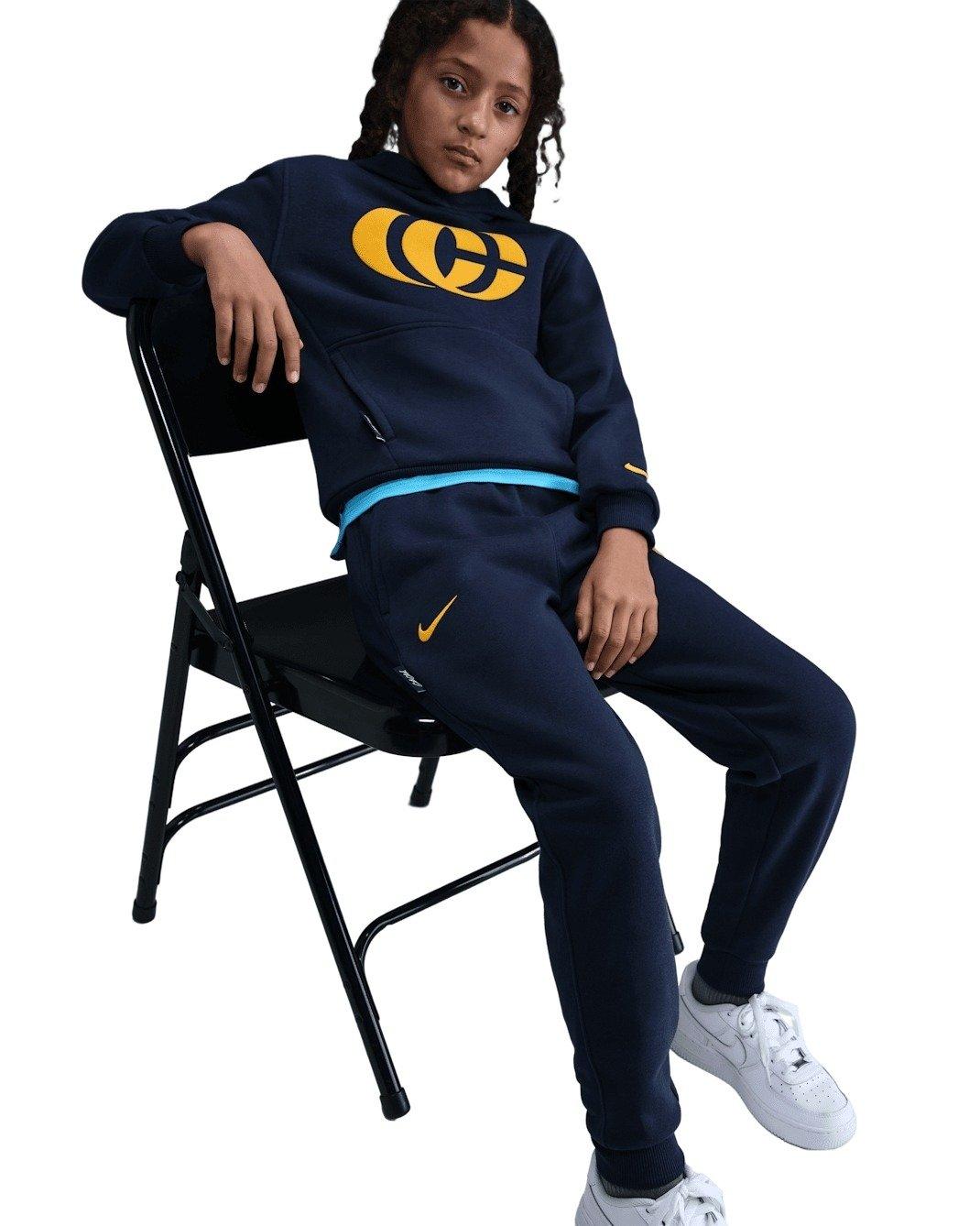 Nike Big Kids' Caitlin Clark Fleece Pants - Navy/Yellow - NAVY/YELLOW Thumbnail View 5