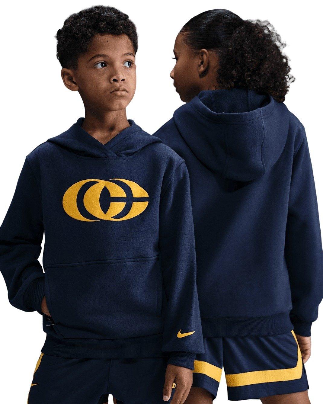 Nike Caitlin Clark Big Kids' Navy/Yellow Fleece Pullover Hoodie