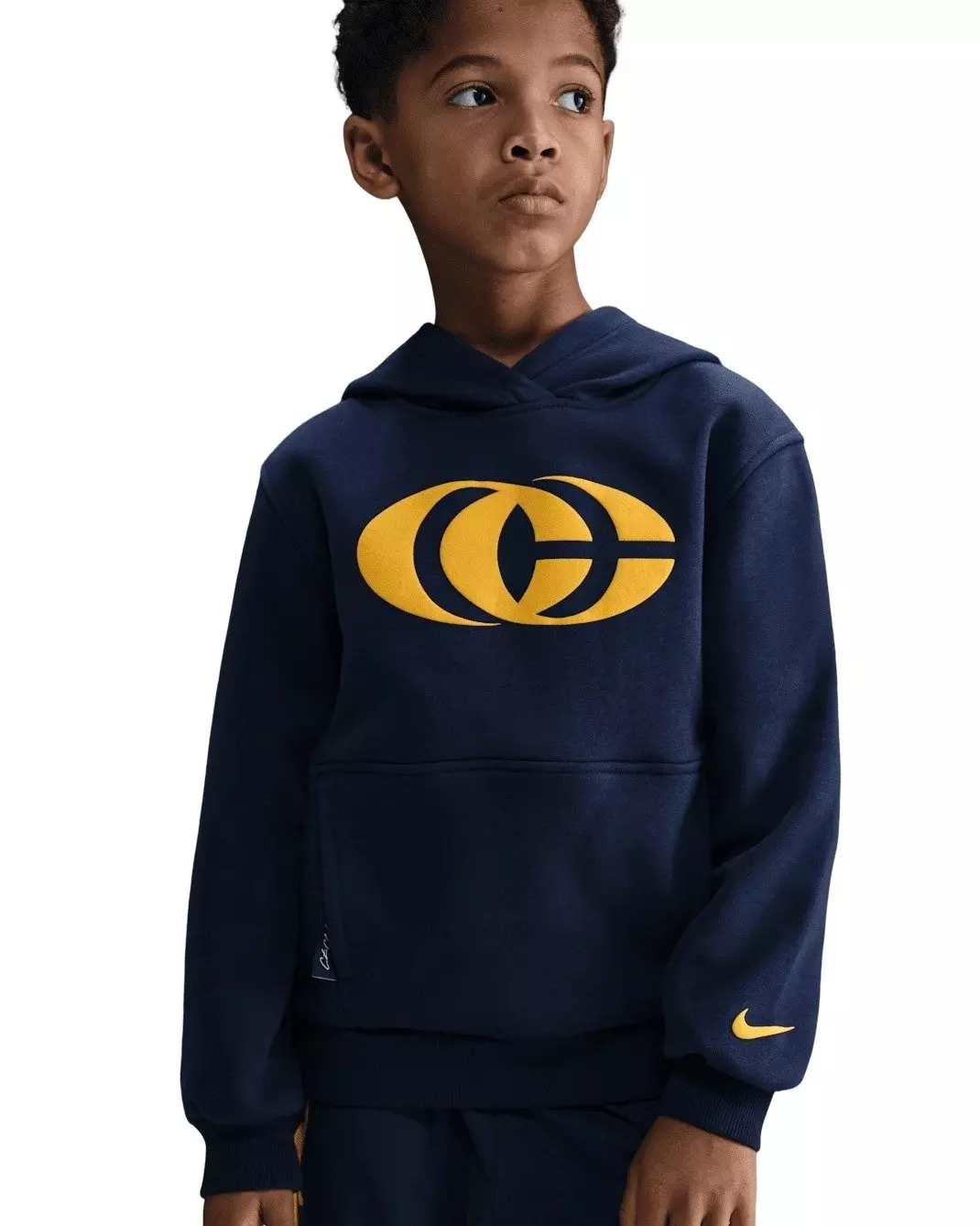 Nike Big Kids' Caitlin Clark Fleece Pullover Hoodie -Navy/Yellow - NAVY/YELLOW