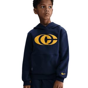Nike Big Kids' Caitlin Clark Fleece Pullover Hoodie -Navy/Yellow