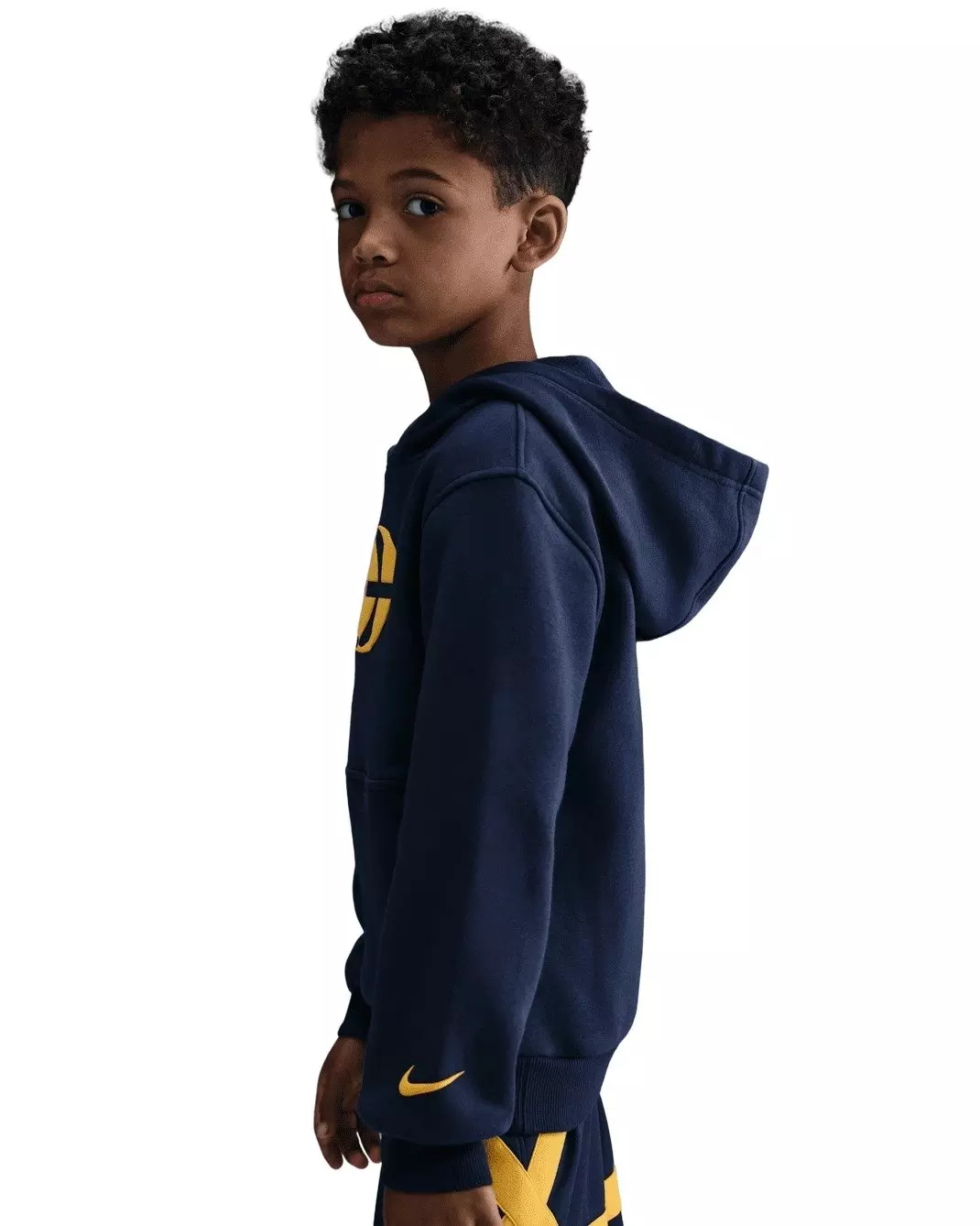 Nike Big Kids' Caitlin Clark Fleece Pullover Hoodie -Navy/Yellow - NAVY/YELLOW