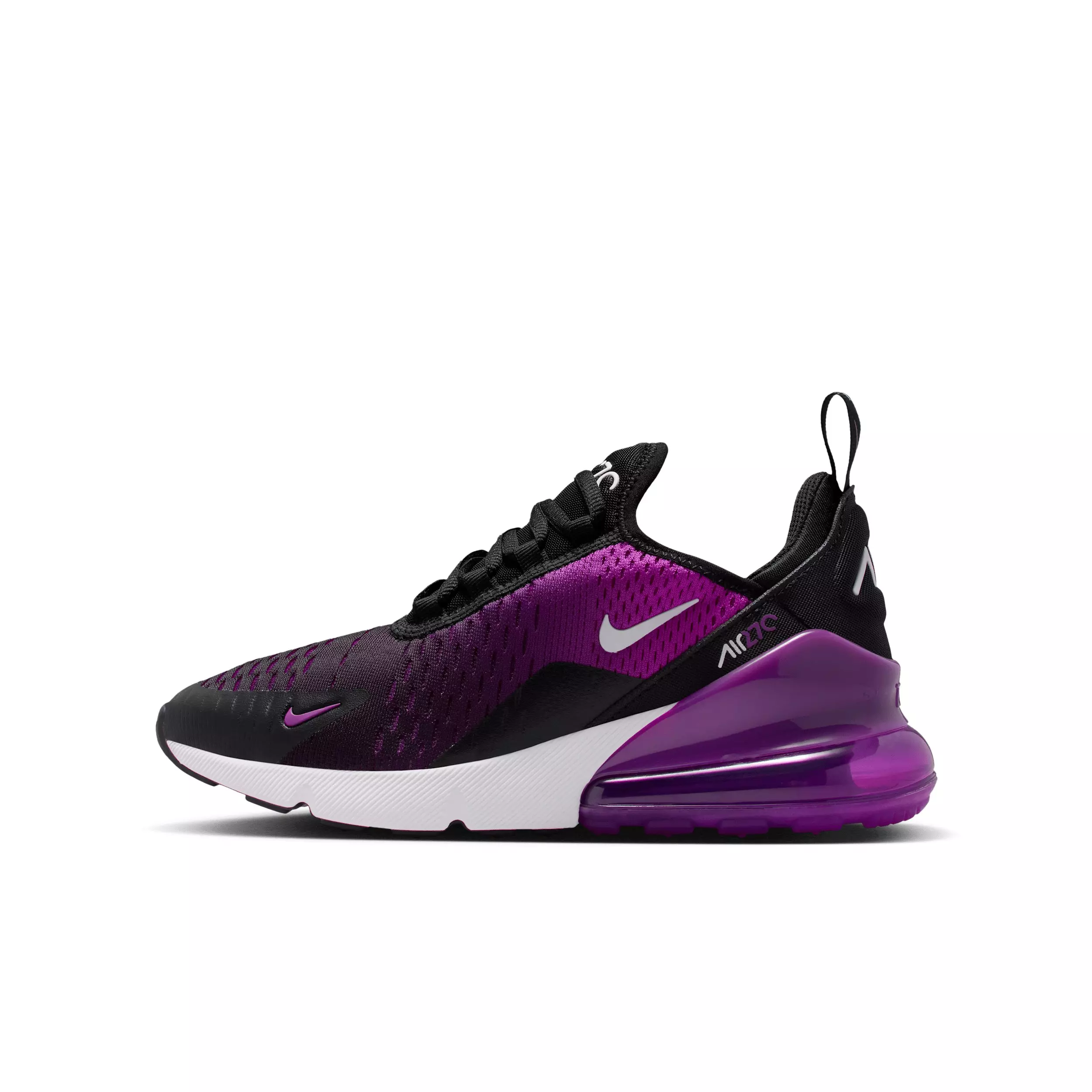 Nike Air Max 270 "Black/Vivid Purple/White" Grade School Boys' Shoe - BLACK/PURPLE/WHITE