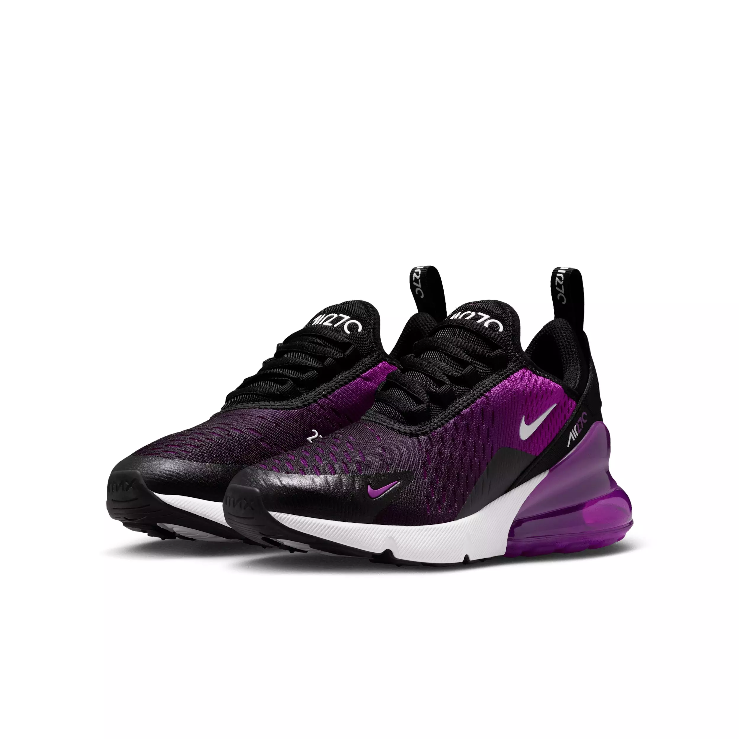 Nike Air Max 270 "Black/Vivid Purple/White" Grade School Boys' Shoe - BLACK/PURPLE/WHITE
