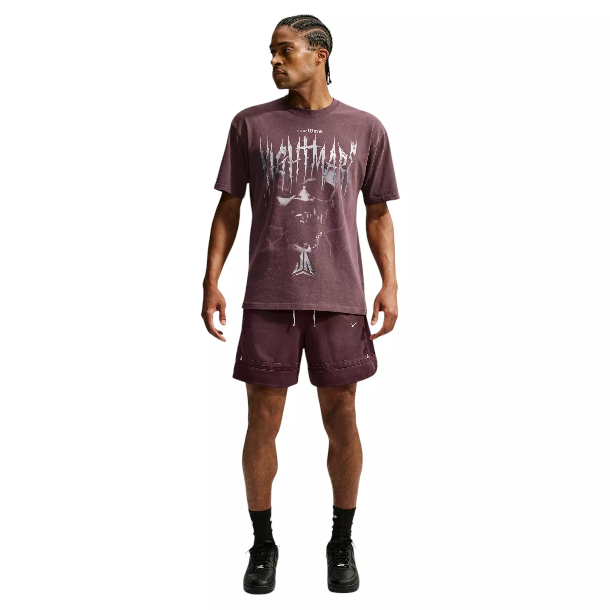 Nike Men's Ja Nightmare Basketball T-Shirt - Burgundy Crush - BURGUNDY