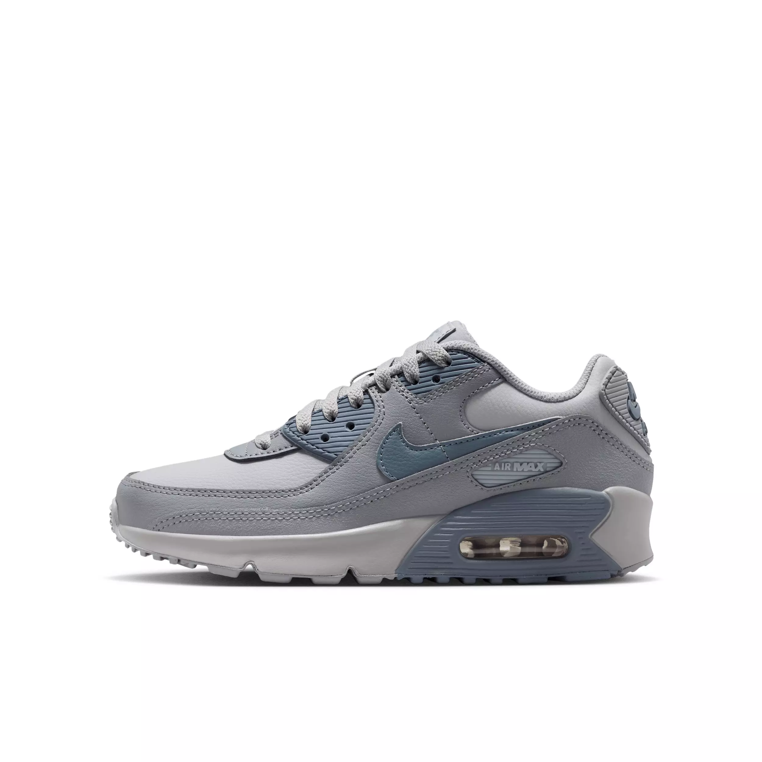 Nike Air Max 90 LTR "Wolf Grey/Stealth/Armory Blue" Grade School Boys' Shoe - GREY/STEALTH/BLUE