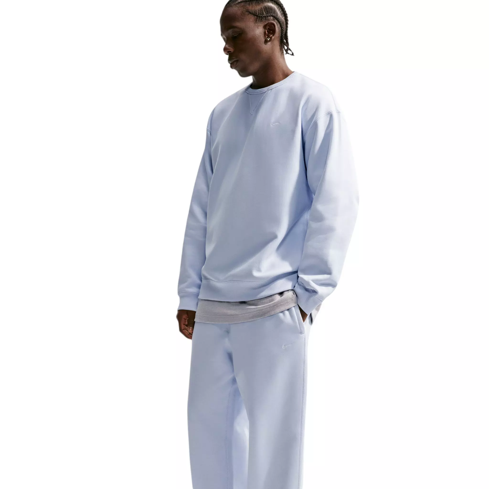 Nike Men's Solo Swoosh Fleece Open-Hem Pants - Football Grey/Football Grey/White - GGREY/GREY/WHITE