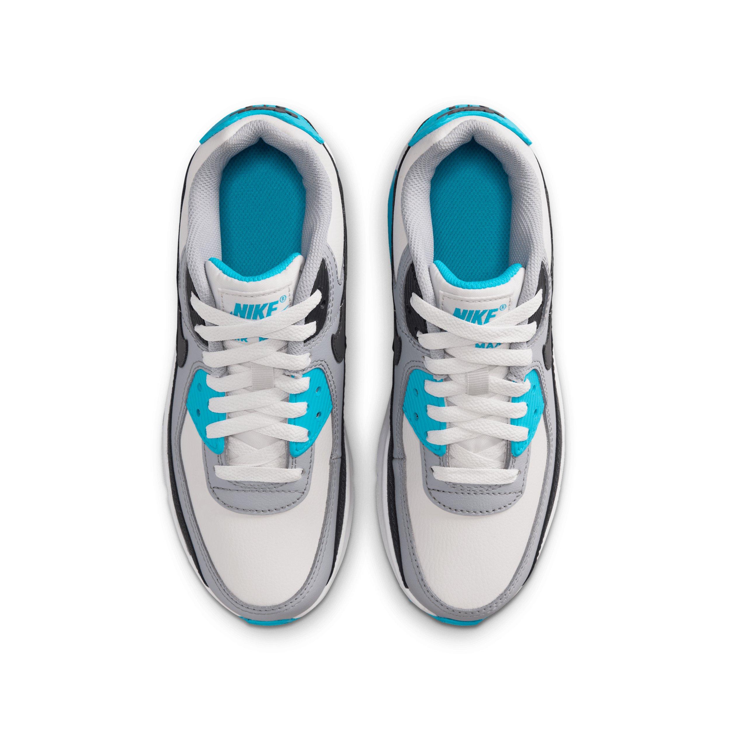 Nike Air Max 90 LTR Grade School Boys' "Platinum Tint/Blue Lightning/Wolf Grey/Iron Grey" Shoe