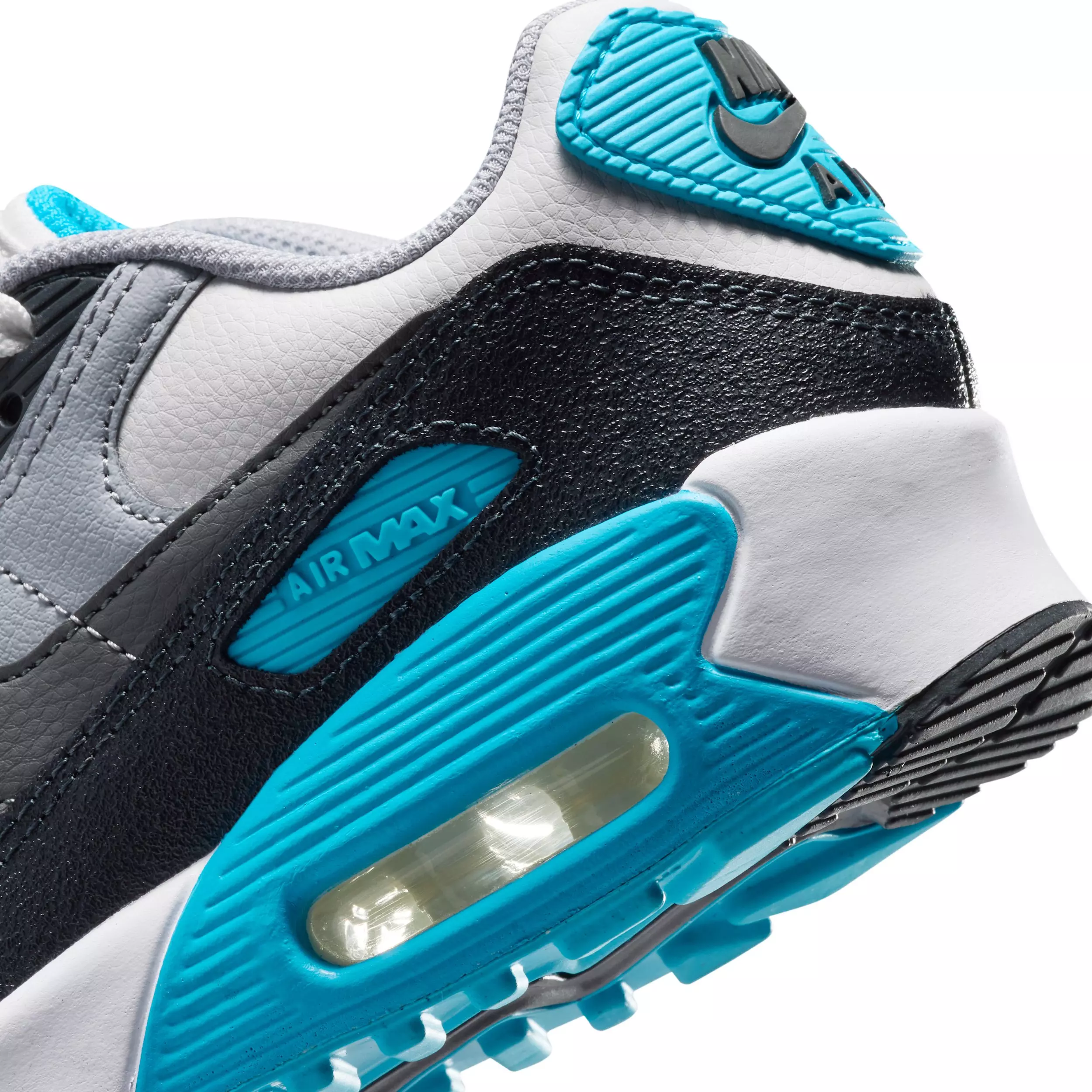 Nike Air Max 90 LTR "Platinum Tint/Blue Lightning/Wolf Grey/Iron Grey" Grade School Boys' Shoe - PLATINUM/BLUE/GREY/GREY