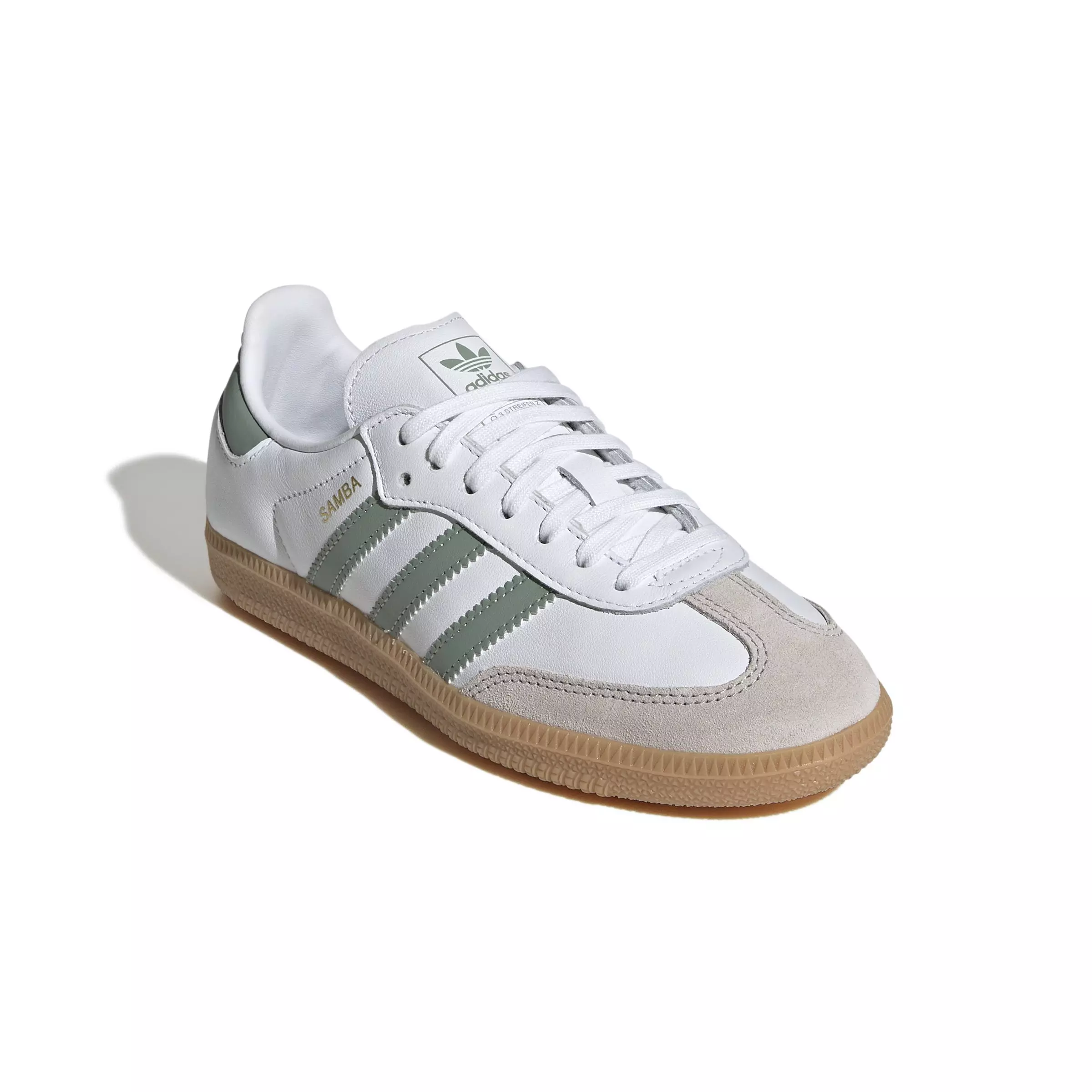 adidas Originals Samba OG "Ftwr White/Silver Green/Gum 3" Grade School Boys' Shoe - WHITE/GREEN/GUM