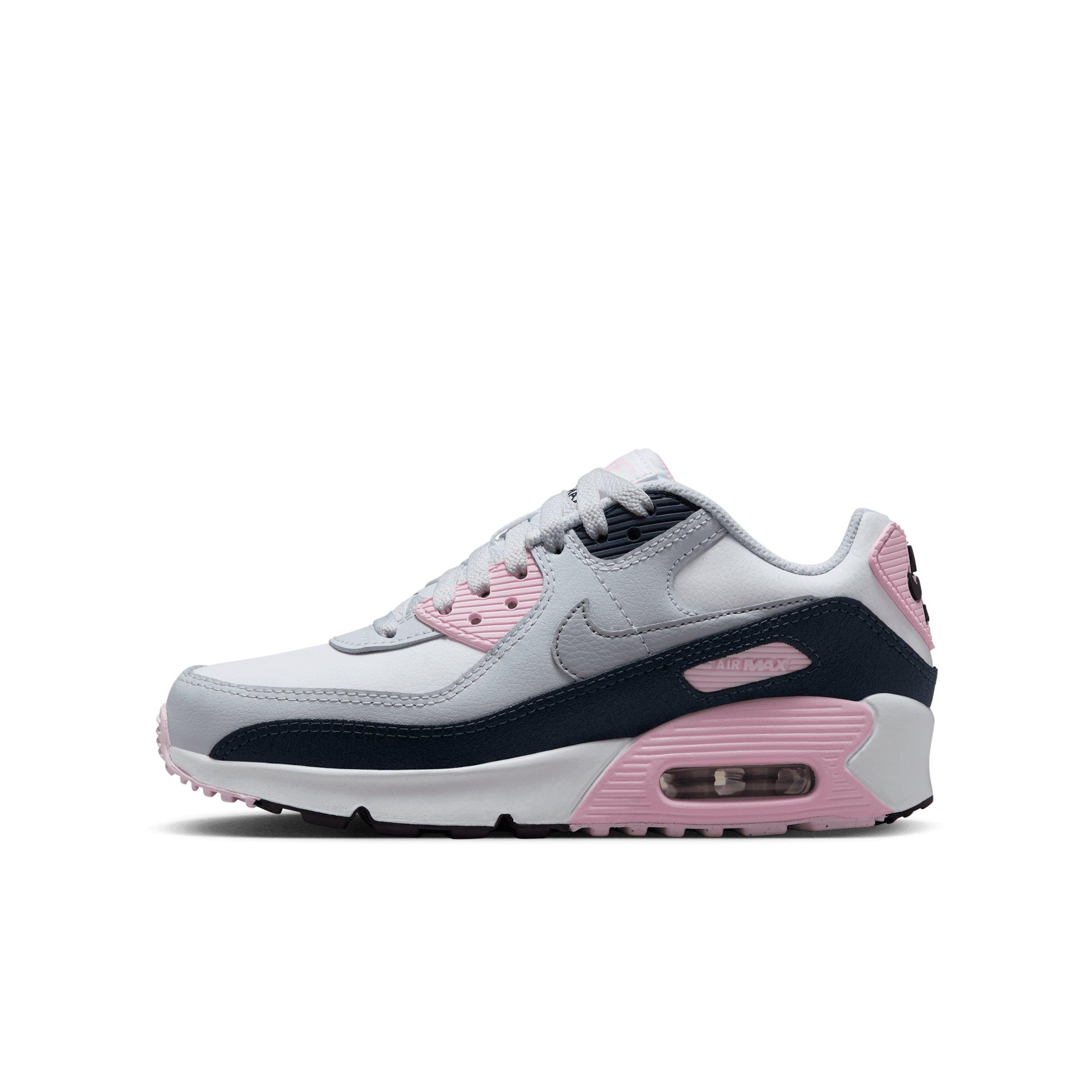 Nike Air Max 90 LTR Grade School Girls' "White/Pink Foam/Armory Navy/Wolf Grey" Shoe