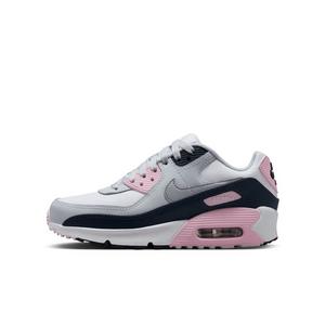 Nike Air Max 90 LTR "White/Pink Foam/Armory Navy/Wolf Grey" Grade School Girls' Shoe