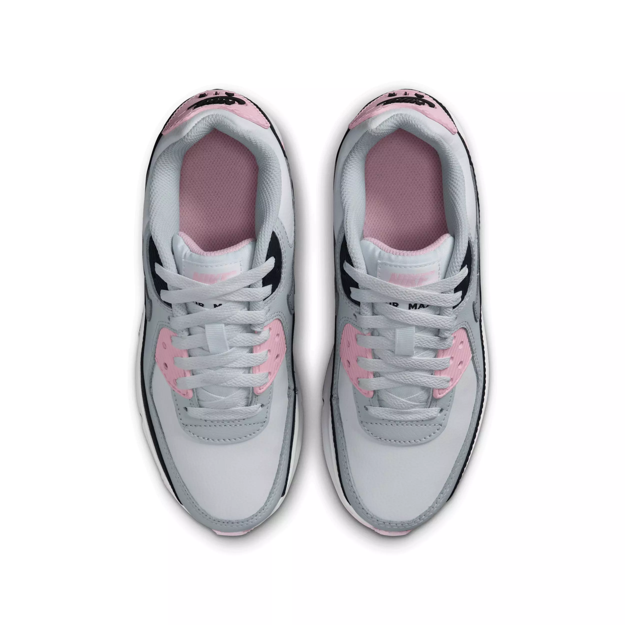 Nike Air Max 90 LTR "White/Pink Foam/Armory Navy/Wolf Grey" Grade School Girls' Shoe - WHITE/PINK/NAVY/GREY