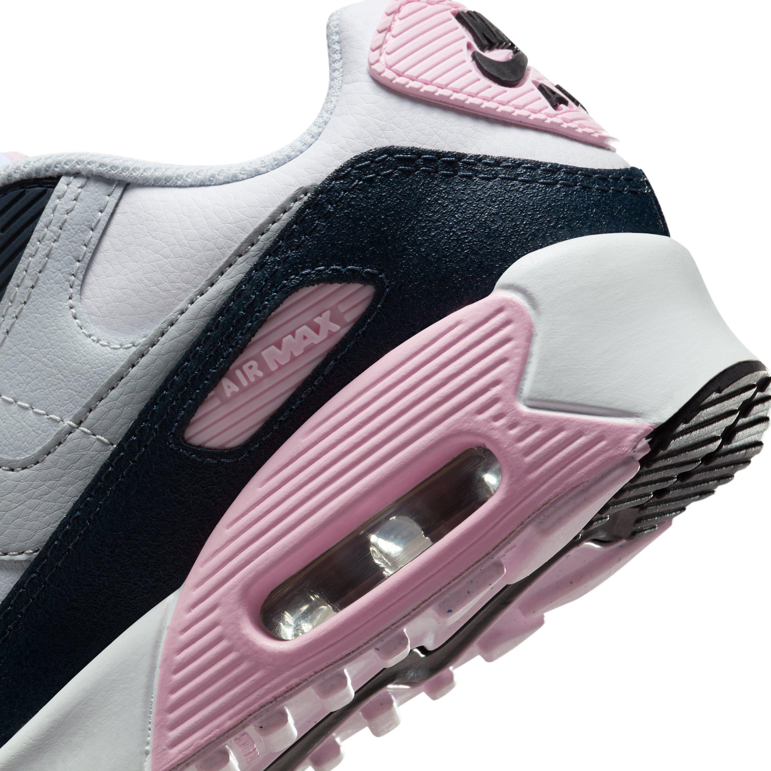 Nike Air Max 90 LTR Grade School Girls' "White/Pink Foam/Armory Navy/Wolf Grey" Shoe