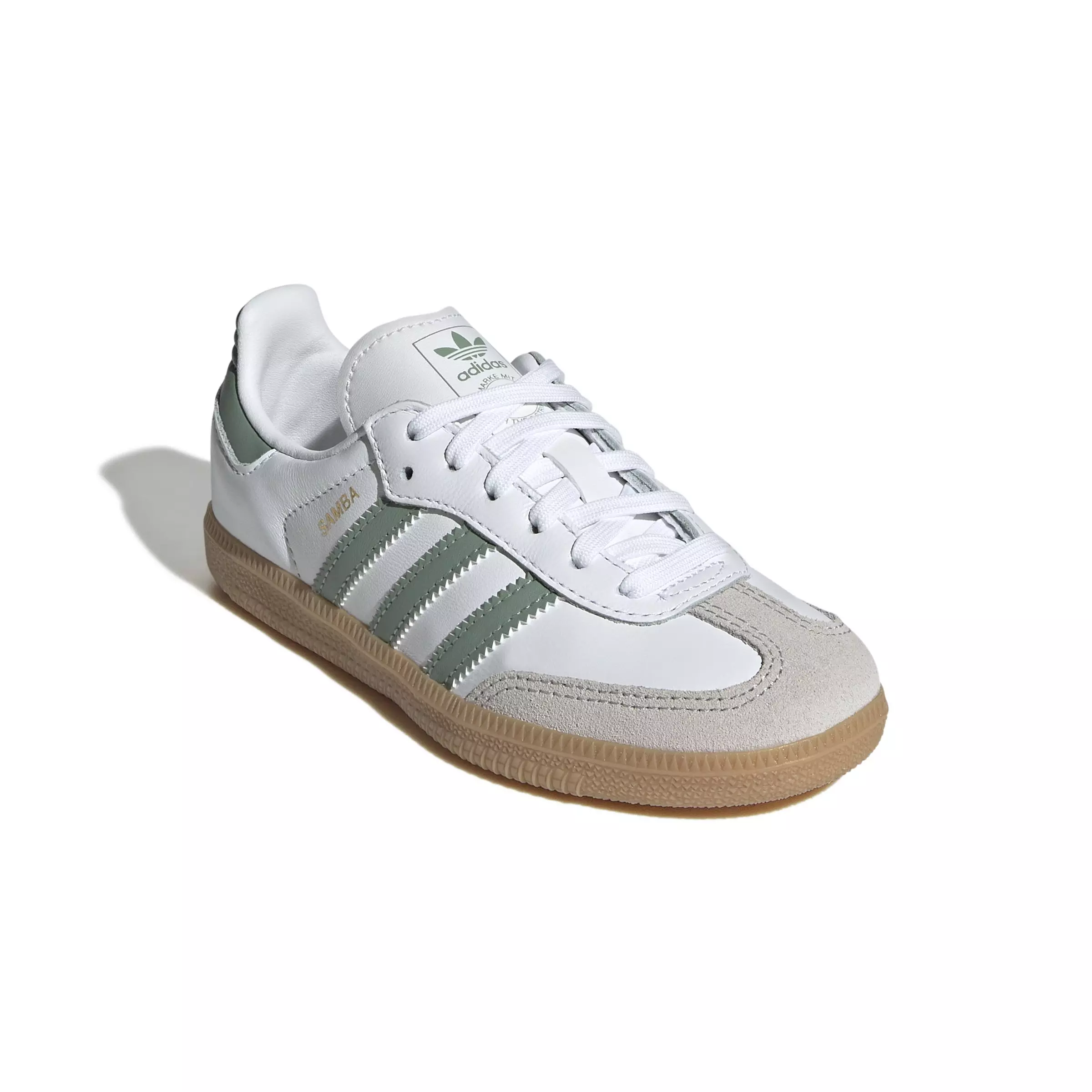 adidas Originals Samba OG "Ftwr White/Silver Green/Gum 3" Preschool Boys' Shoe - WHITE/GREEN/GUM