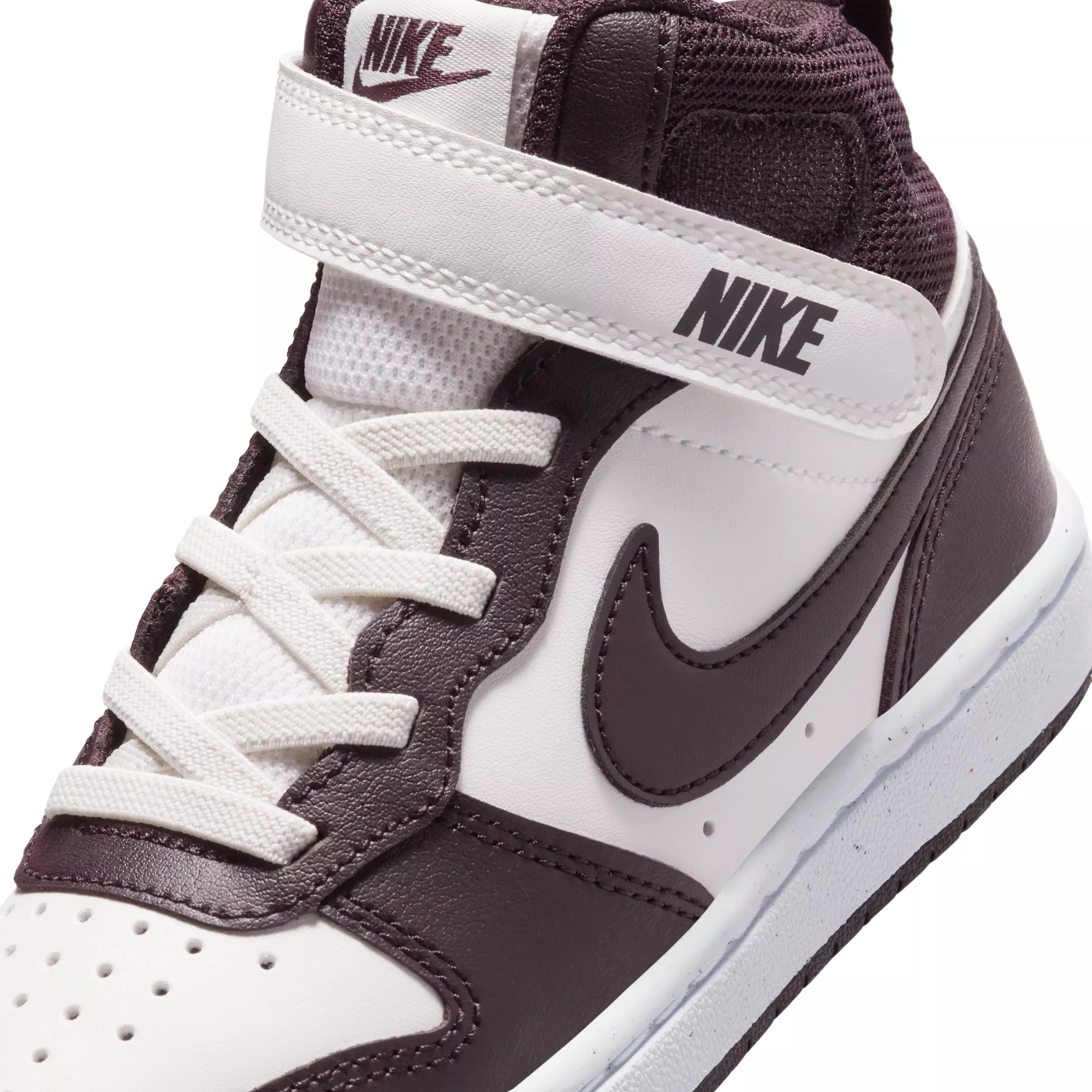 Nike Court Borough Mid 2 "Sail/White/Burgundy Ash" Preschool Boys' Shoe - SAIL/WHITE/BURGUNDY