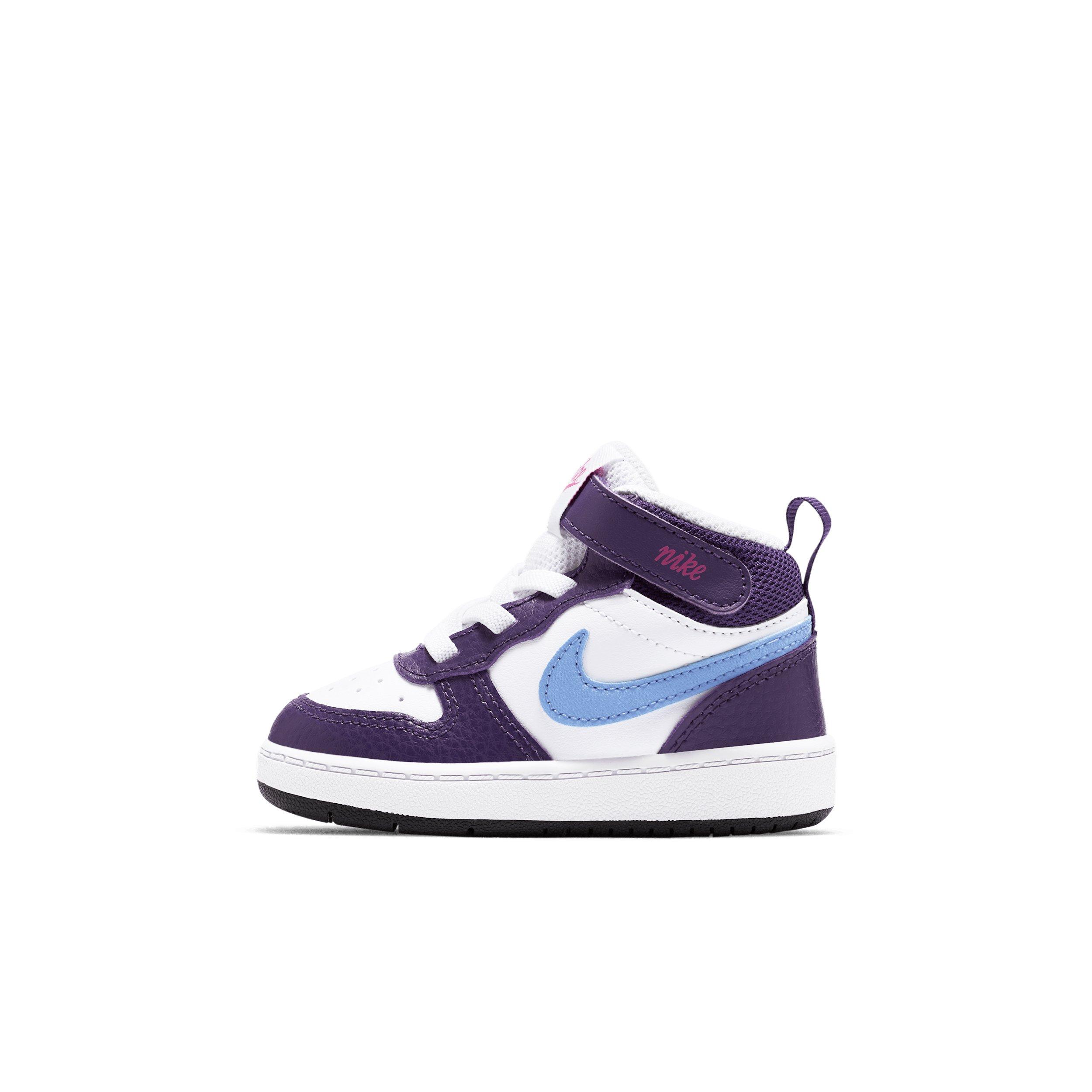 Nike Court Borough Mid 2 Infant Boys' "White/Eggplant/Active Fuchsia/Royal Pulse" Shoe