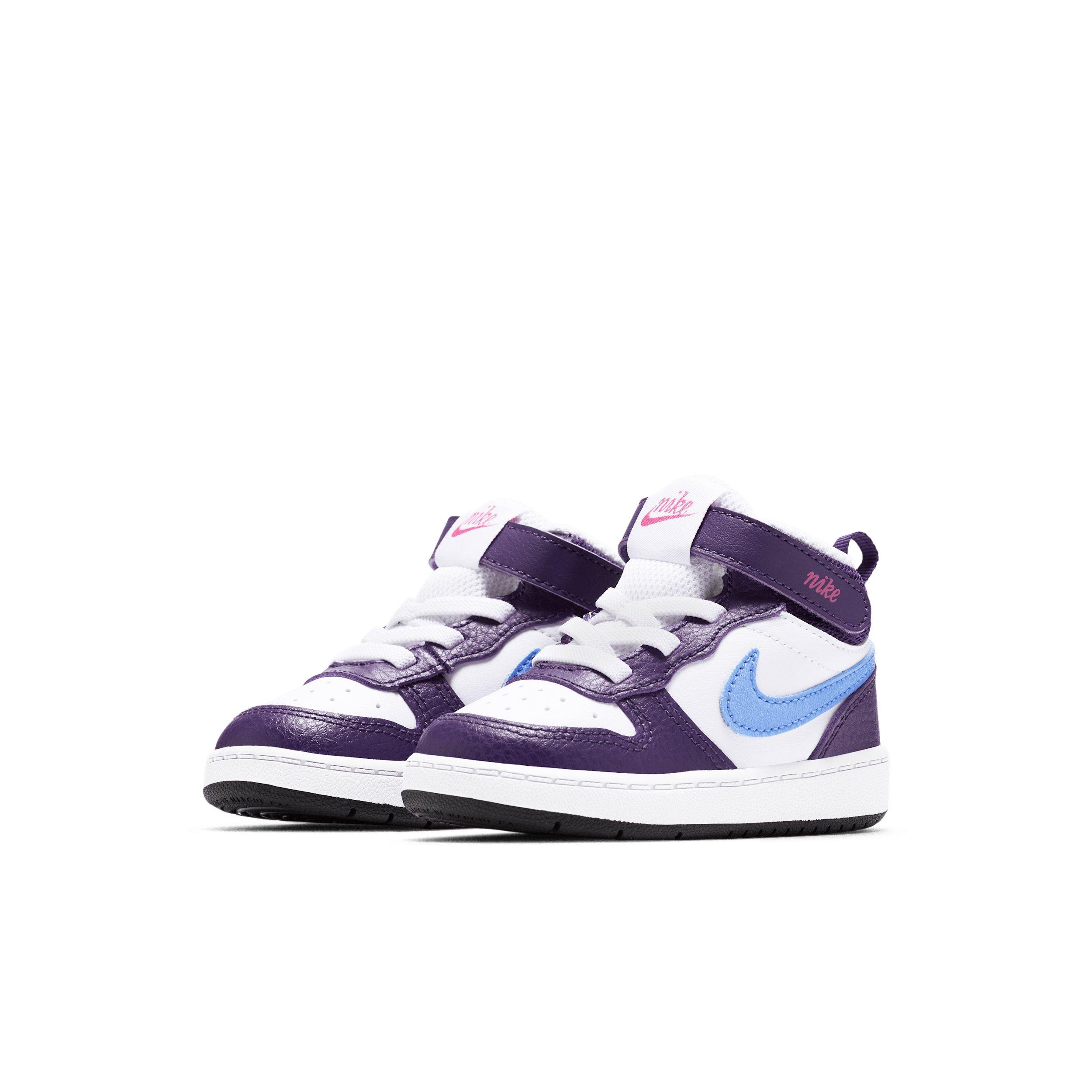 Nike Court Borough Mid 2 Infant Boys' "White/Eggplant/Active Fuchsia/Royal Pulse" Shoe