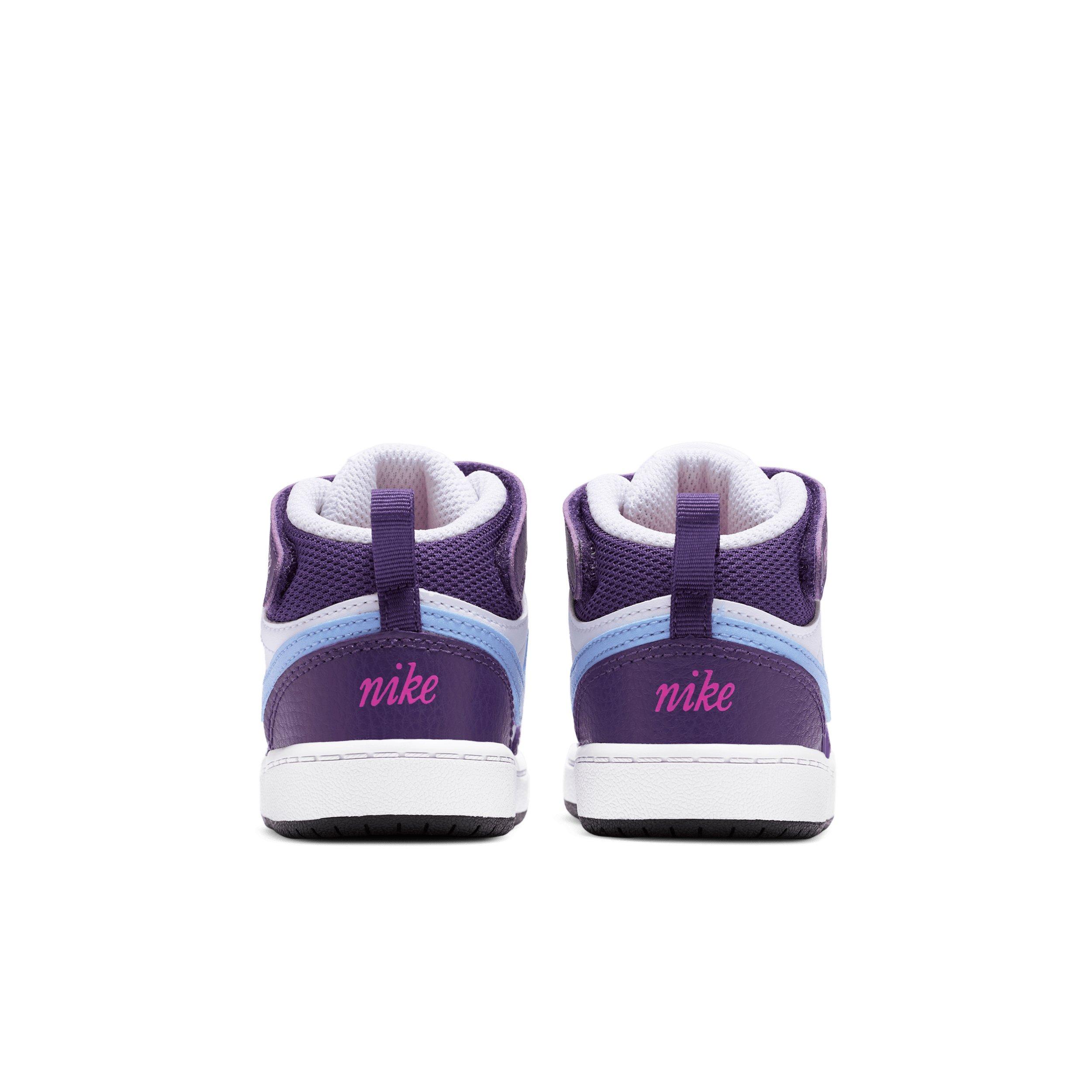 Nike Court Borough Mid 2 Infant Boys' "White/Eggplant/Active Fuchsia/Royal Pulse" Shoe
