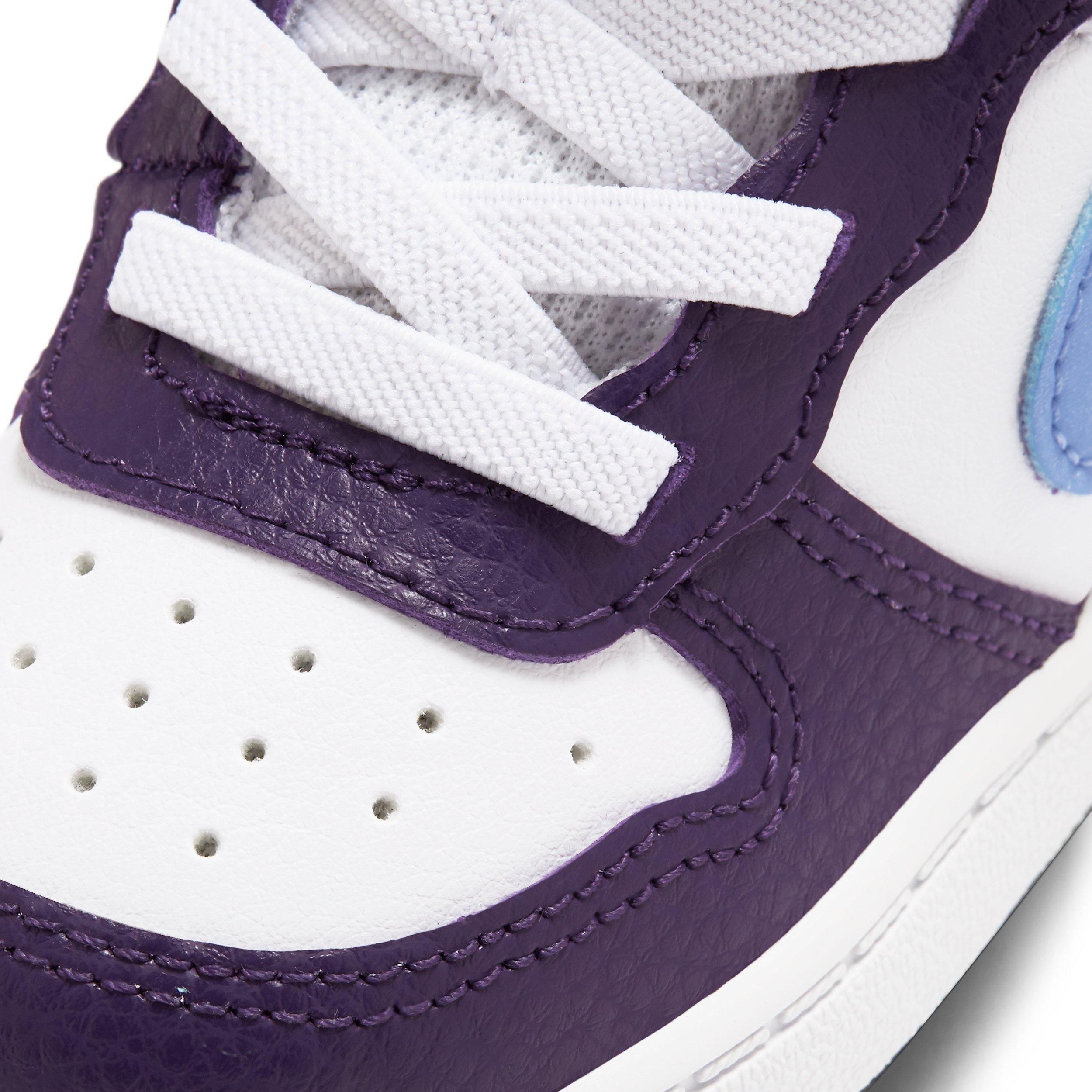 Nike Court Borough Mid 2 Infant Boys' "White/Eggplant/Active Fuchsia/Royal Pulse" Shoe