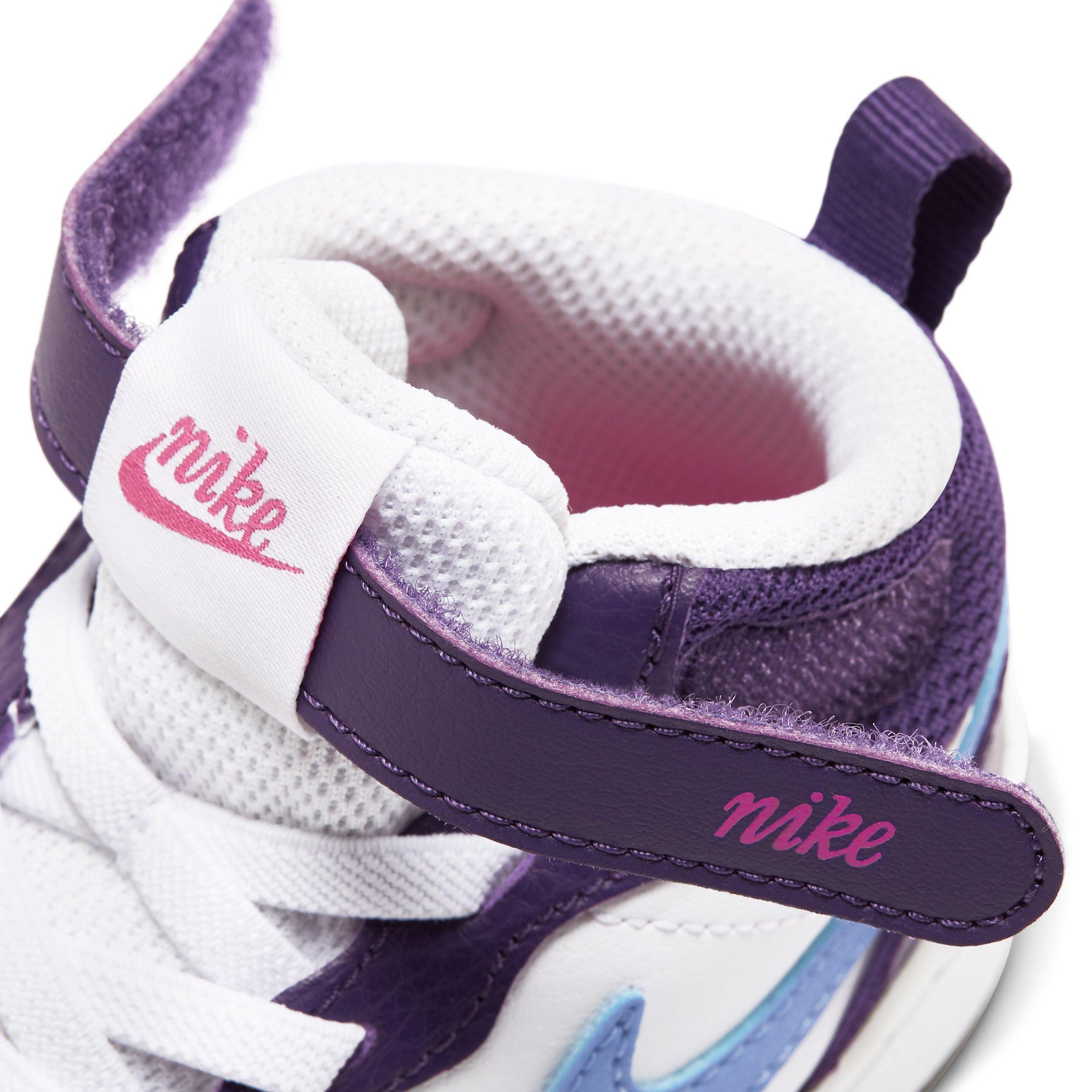 Nike Court Borough Mid 2 Infant Boys' "White/Eggplant/Active Fuchsia/Royal Pulse" Shoe