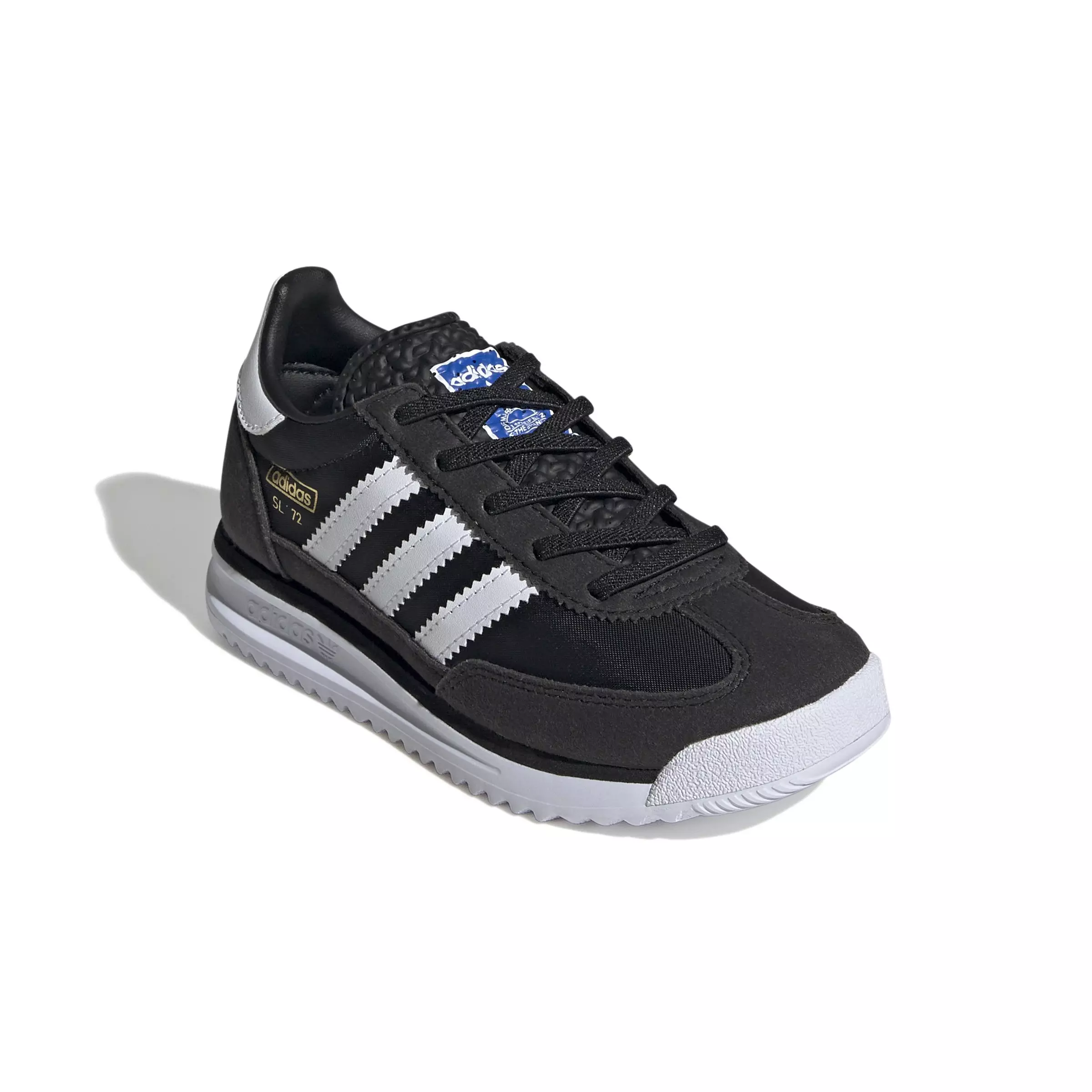 adidas Originals SL 72 RS Elastic Laces "Core Black/Ftwr White/Blue" Preschool Boys' Shoe - BLACK/WHITE/BLUE