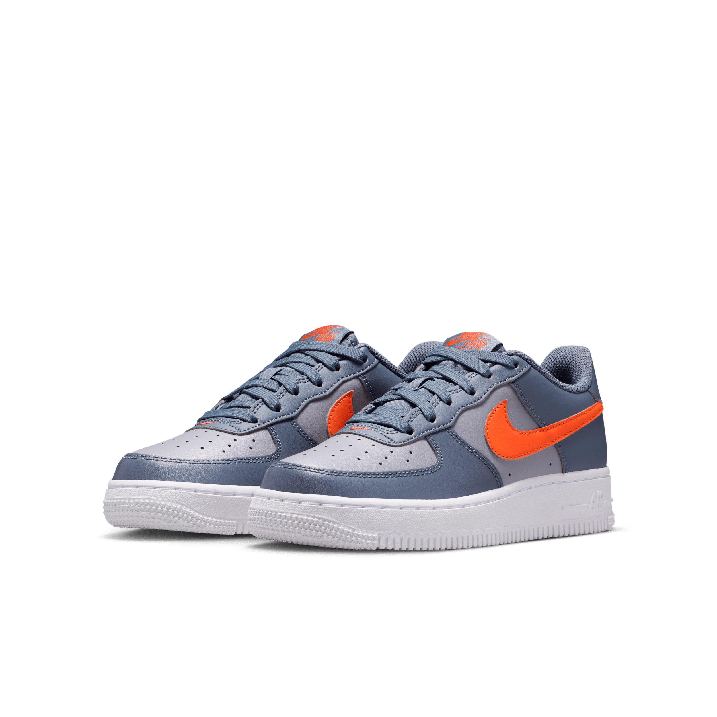 Nike Air Force 1 Grade School Boys' "Cement Grey/Light Carbon/White/Team Orange" Shoe